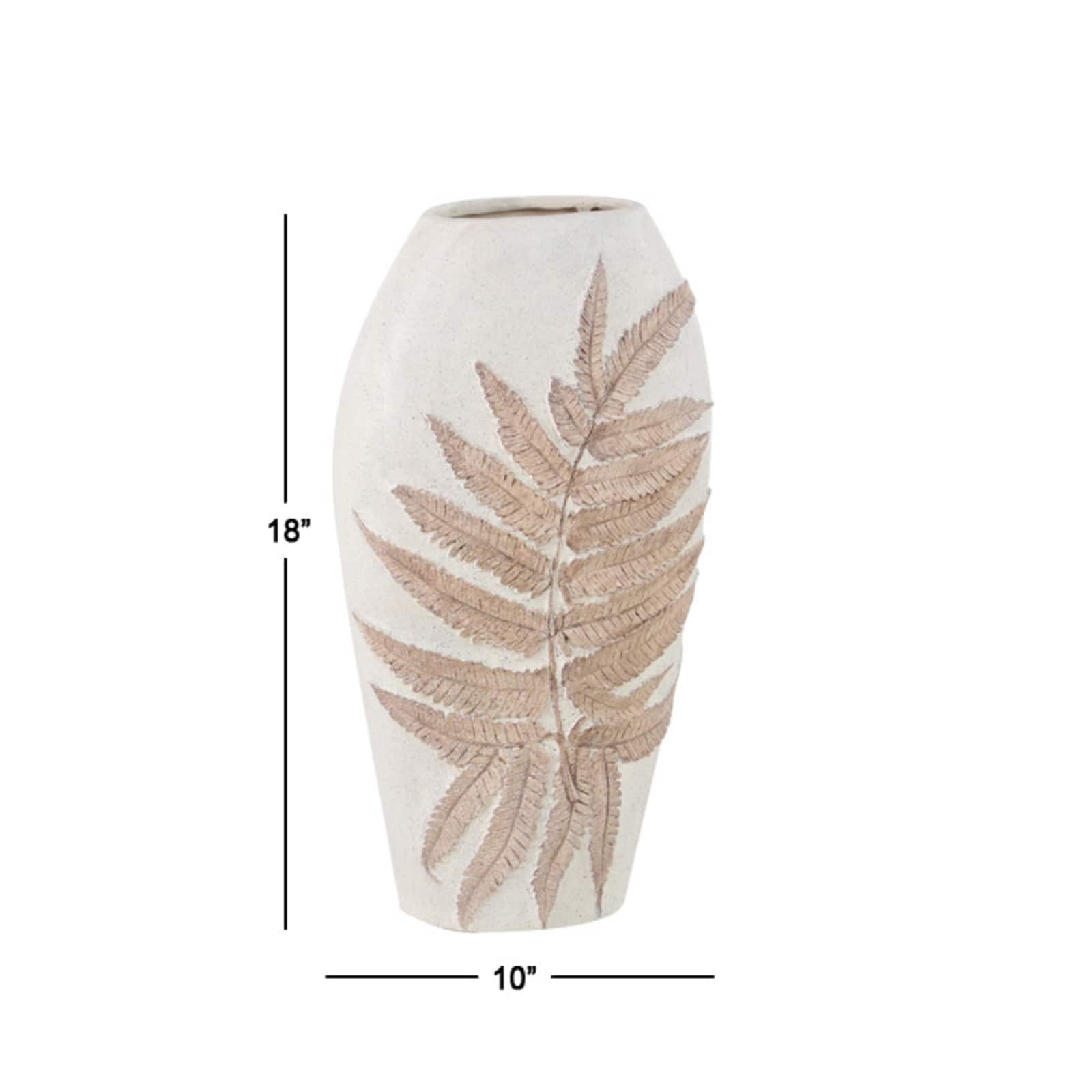White Polystone Boho Style Vase, 18&#x22; x 10&#x22; x 6&#x22;