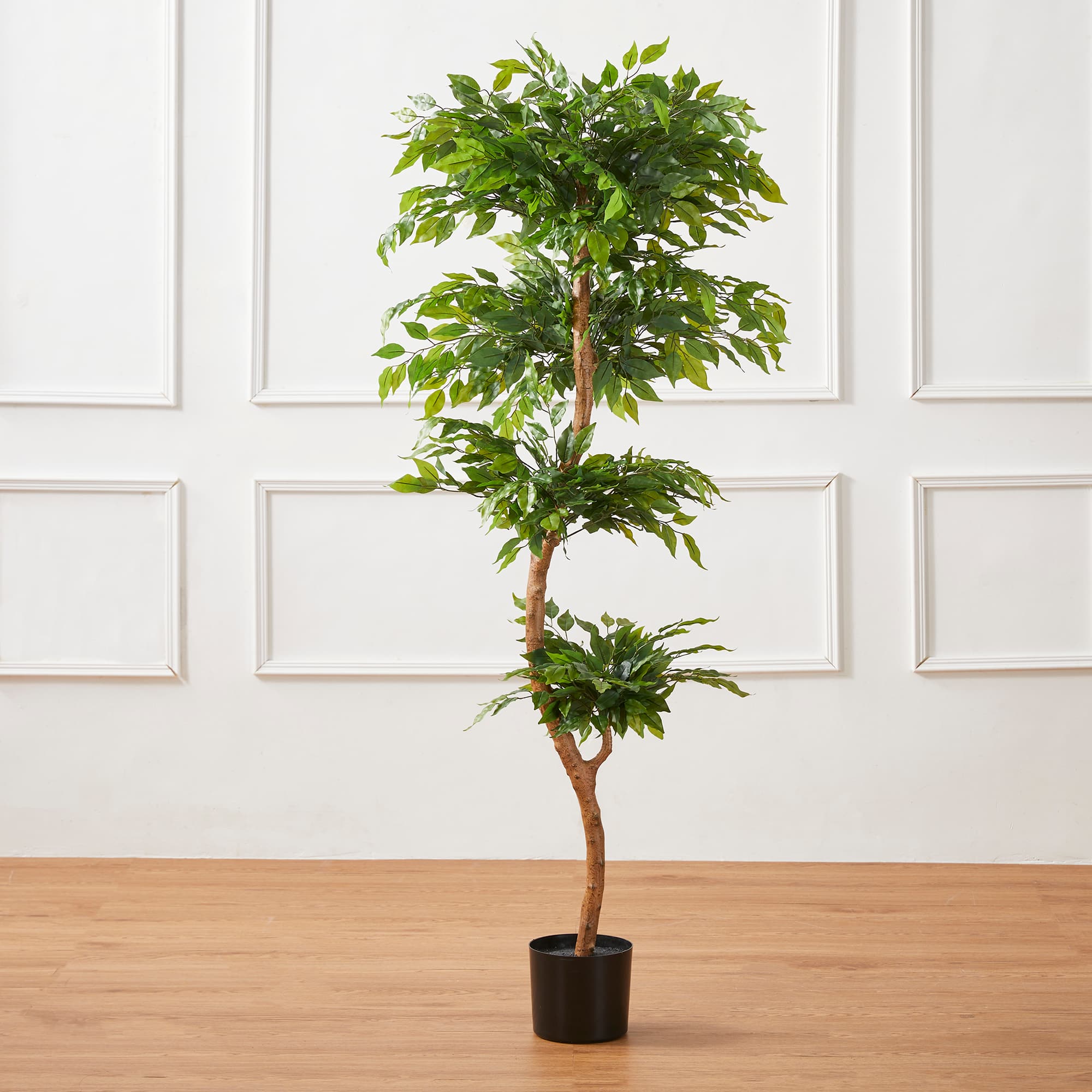 Glitzhome&#xAE; 5ft. Creative Shaped Faux Ficus Tree in Pot