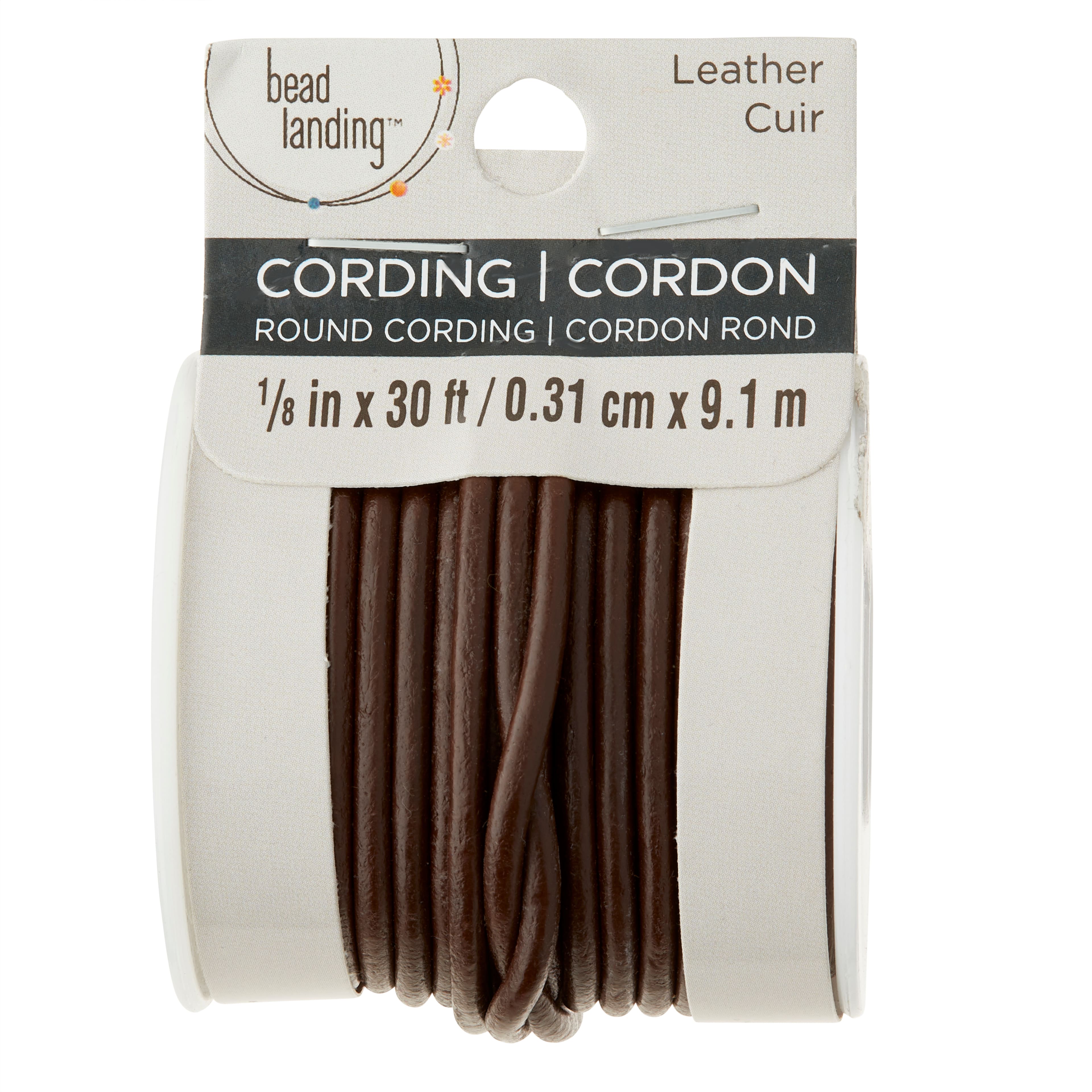 Hemptique Round Leather Cord - Brown, 0.5 mm