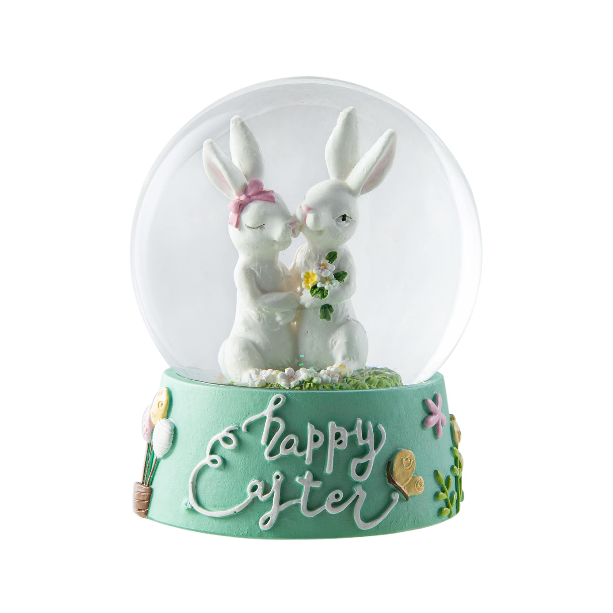 Glitzhome&#xAE; 5&#x22; Easter Bunny Couple Waterglobe