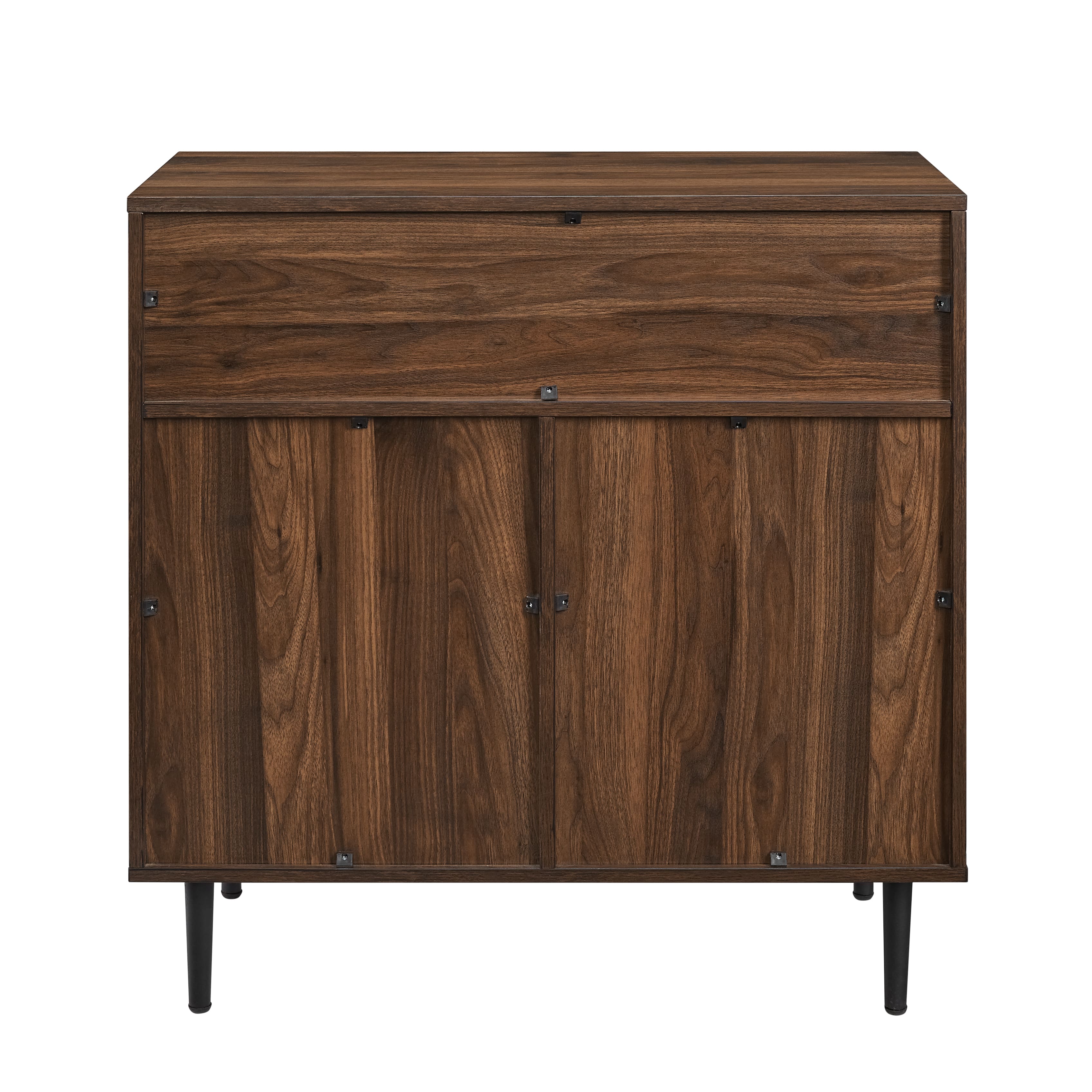 Walker Edison 32&#x22; Dark Walnut Modern Slanted Metal Door Accent Cabinet