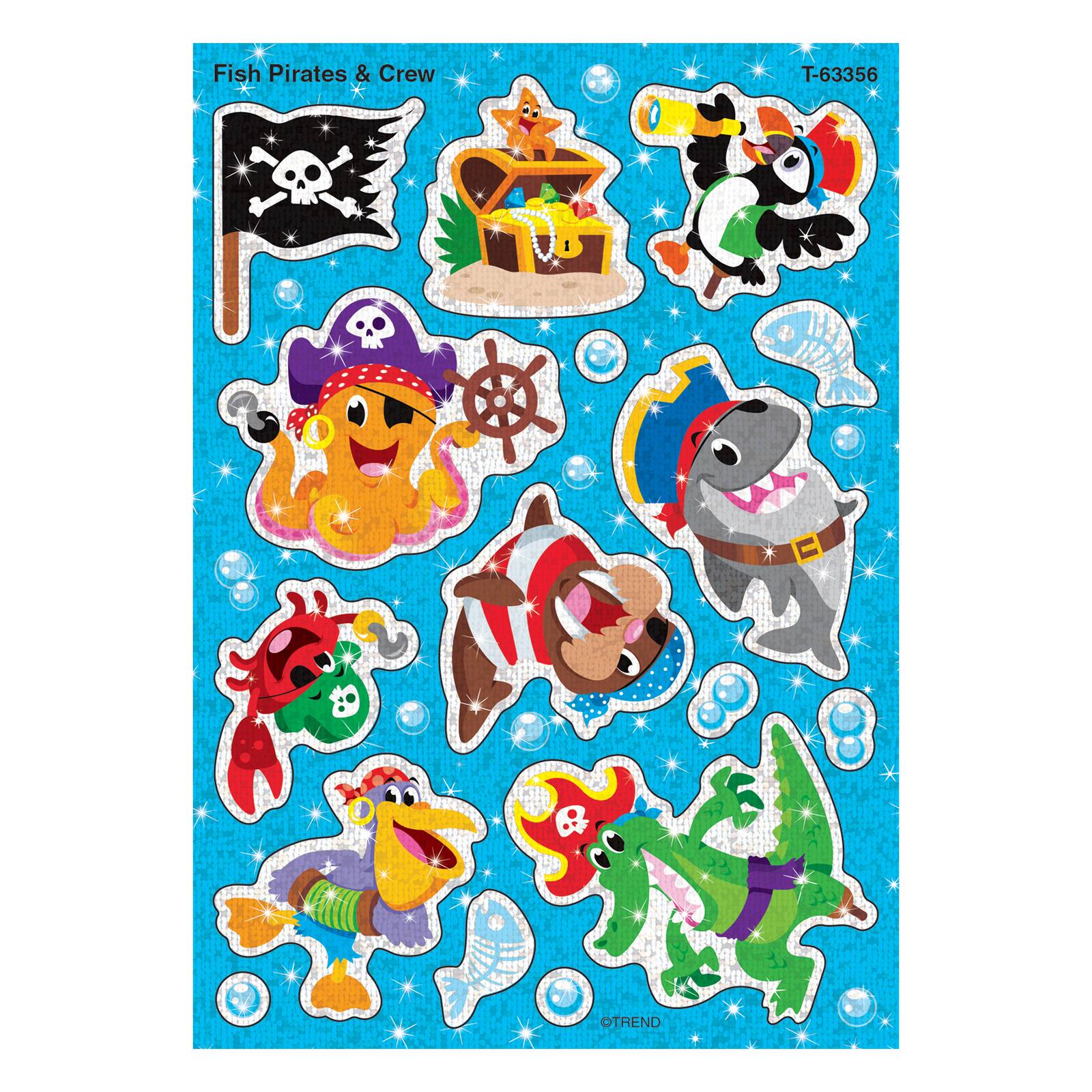 Trend Enterprises® Fish Pirates & Crew Sparkle STICKERS®, 6 Packs of 32