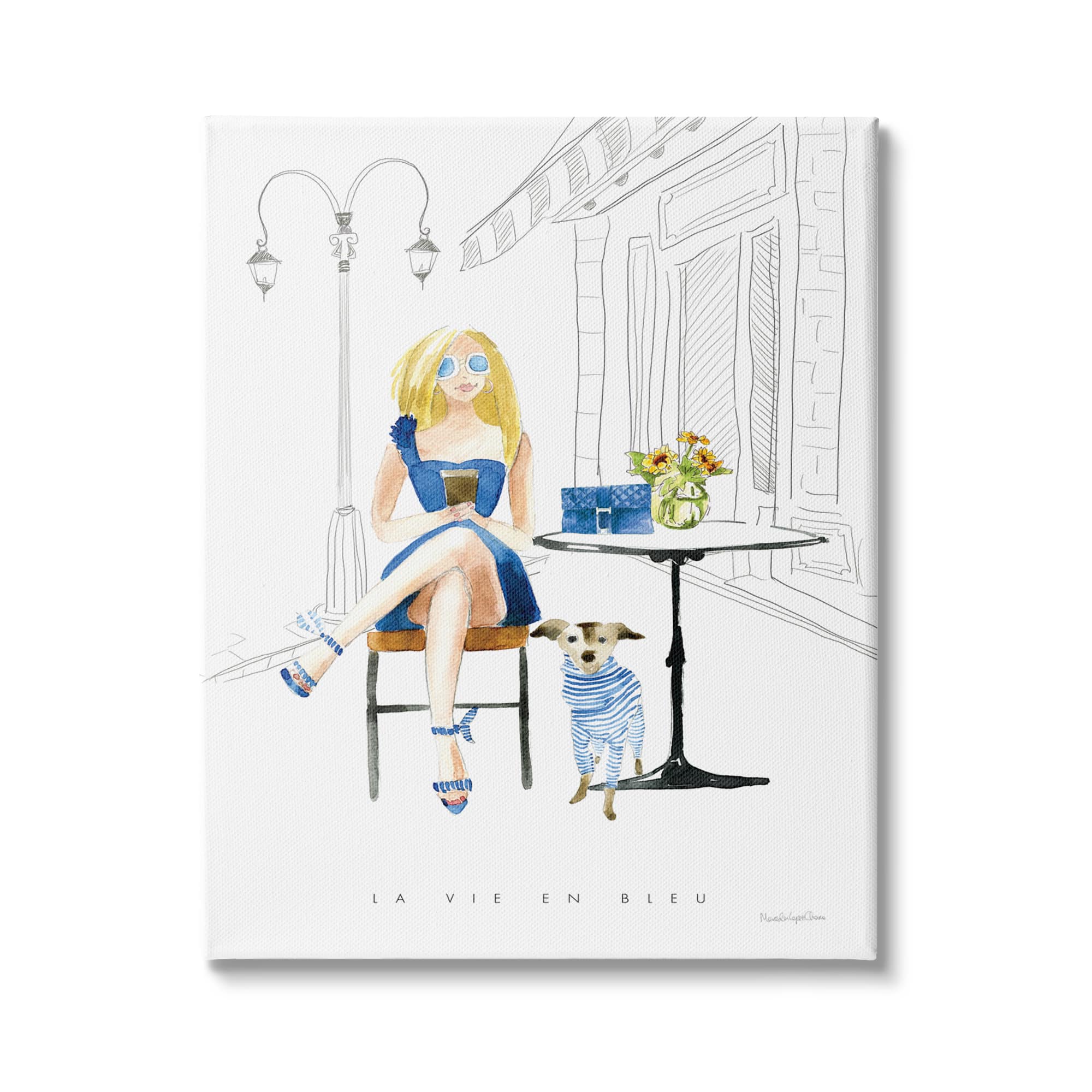 Stupell Industries La Vie En Bleu Parisian Glam Phrase Female Canvas Wall Art
