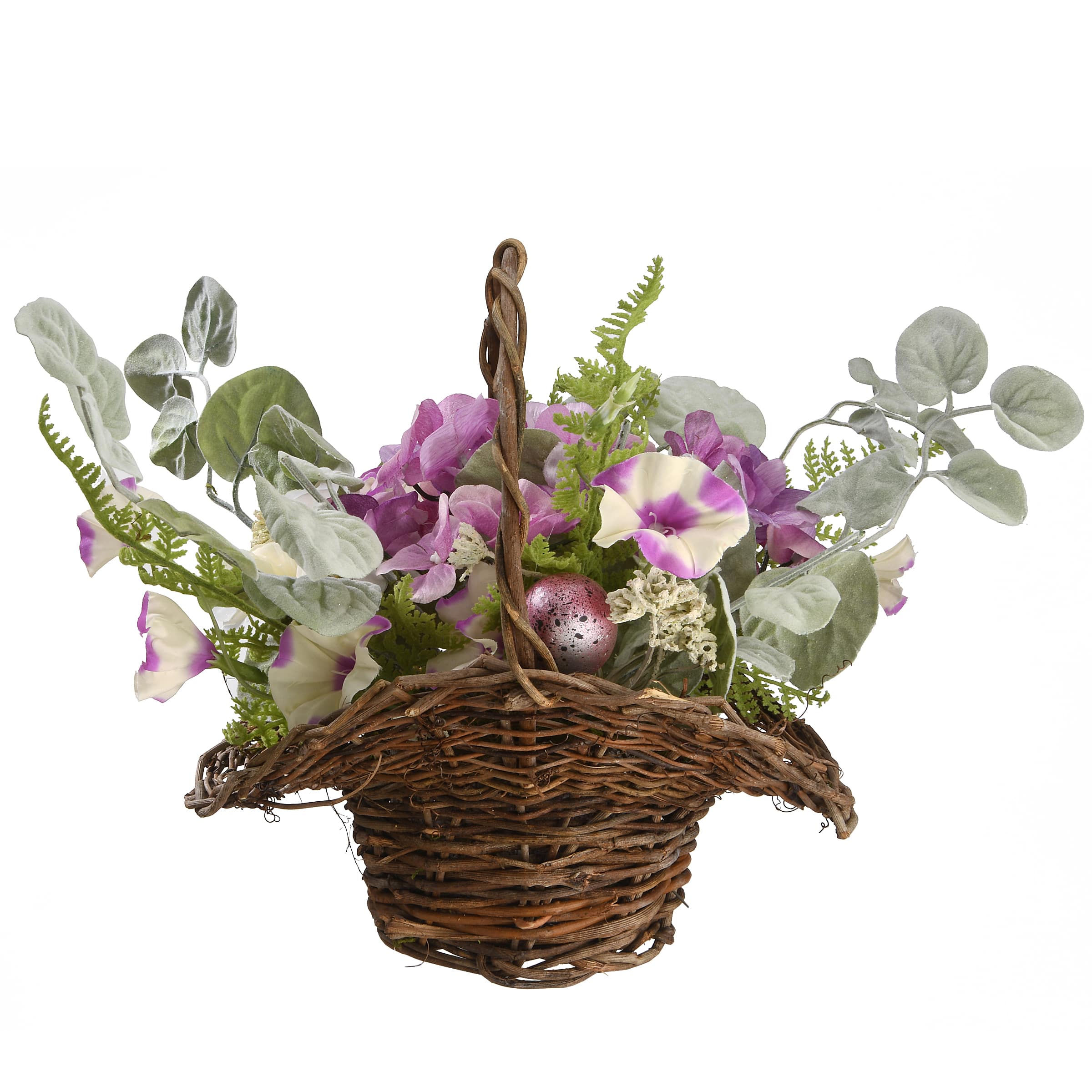 16" Spring Purple Floral Decorated Basket