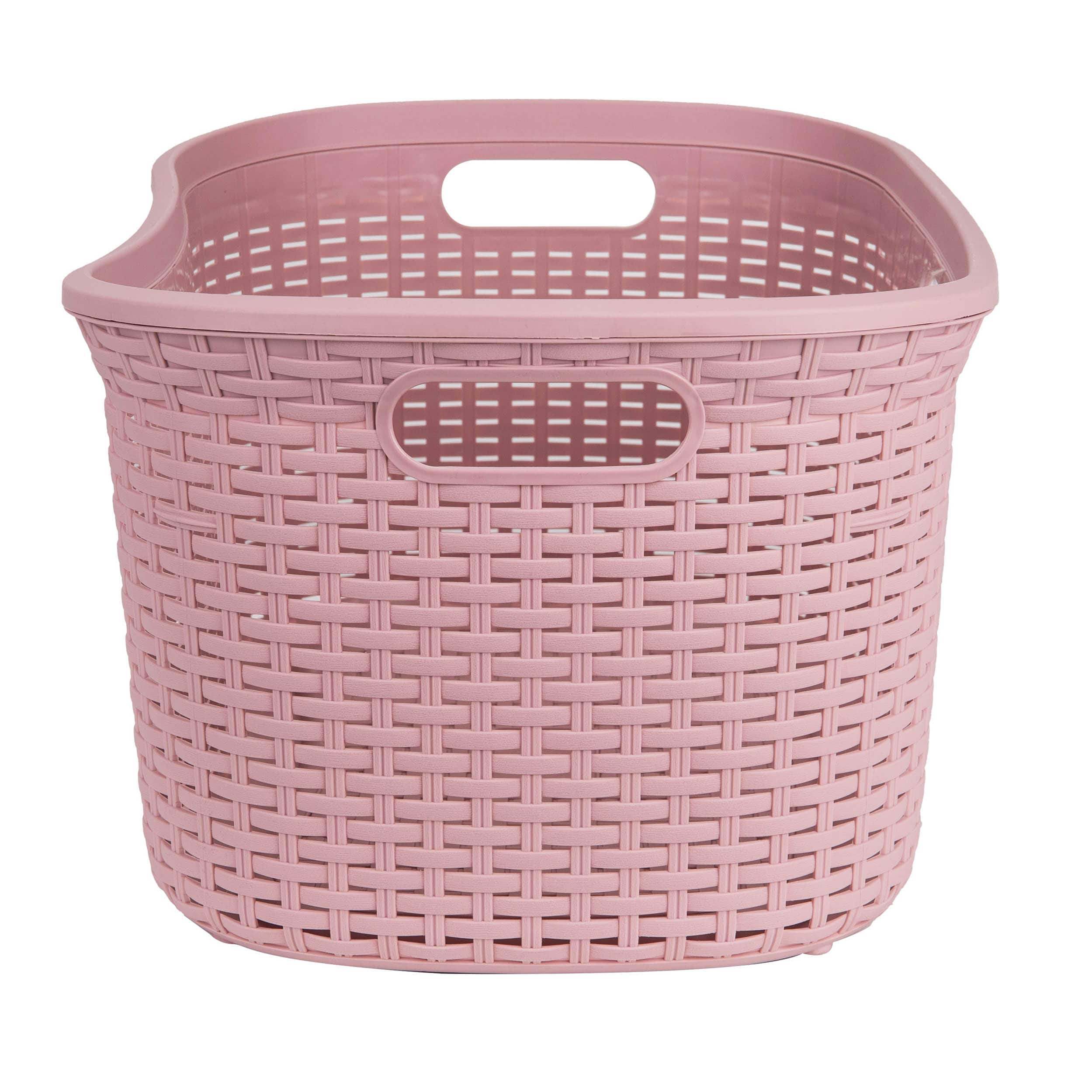 Mind Reader 10.5&#x27;&#x27; Pink Laundry Basket with Cutout Handles