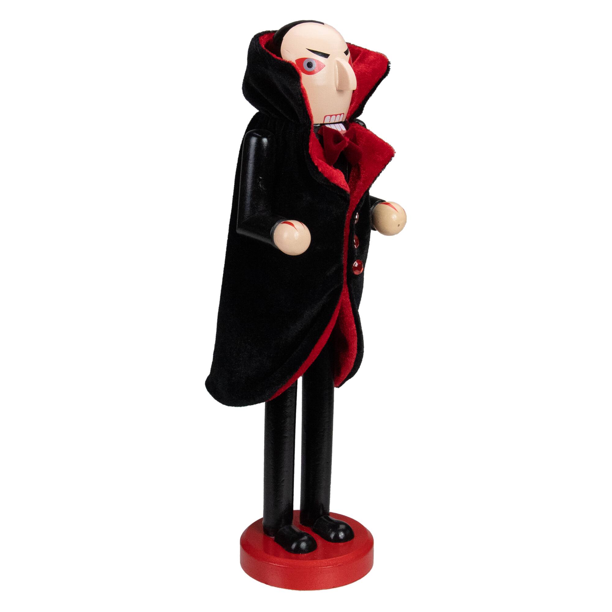 14&#x22; Black &#x26; Red Wooden Vampire Halloween Nutcracker