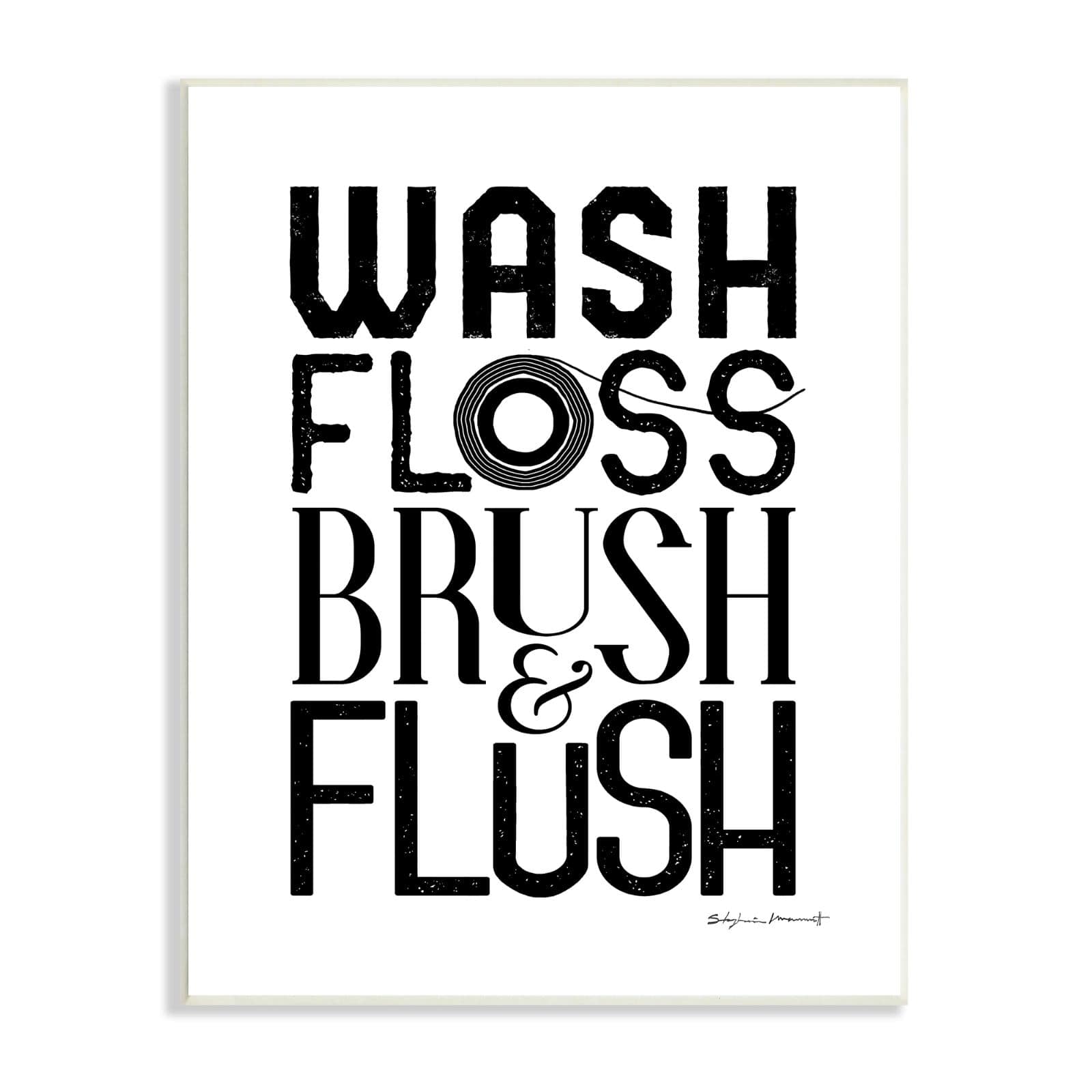 Stupell Industries Bathroom Terms Wash Floss Brush Flush Minimal Text Wall Plaque