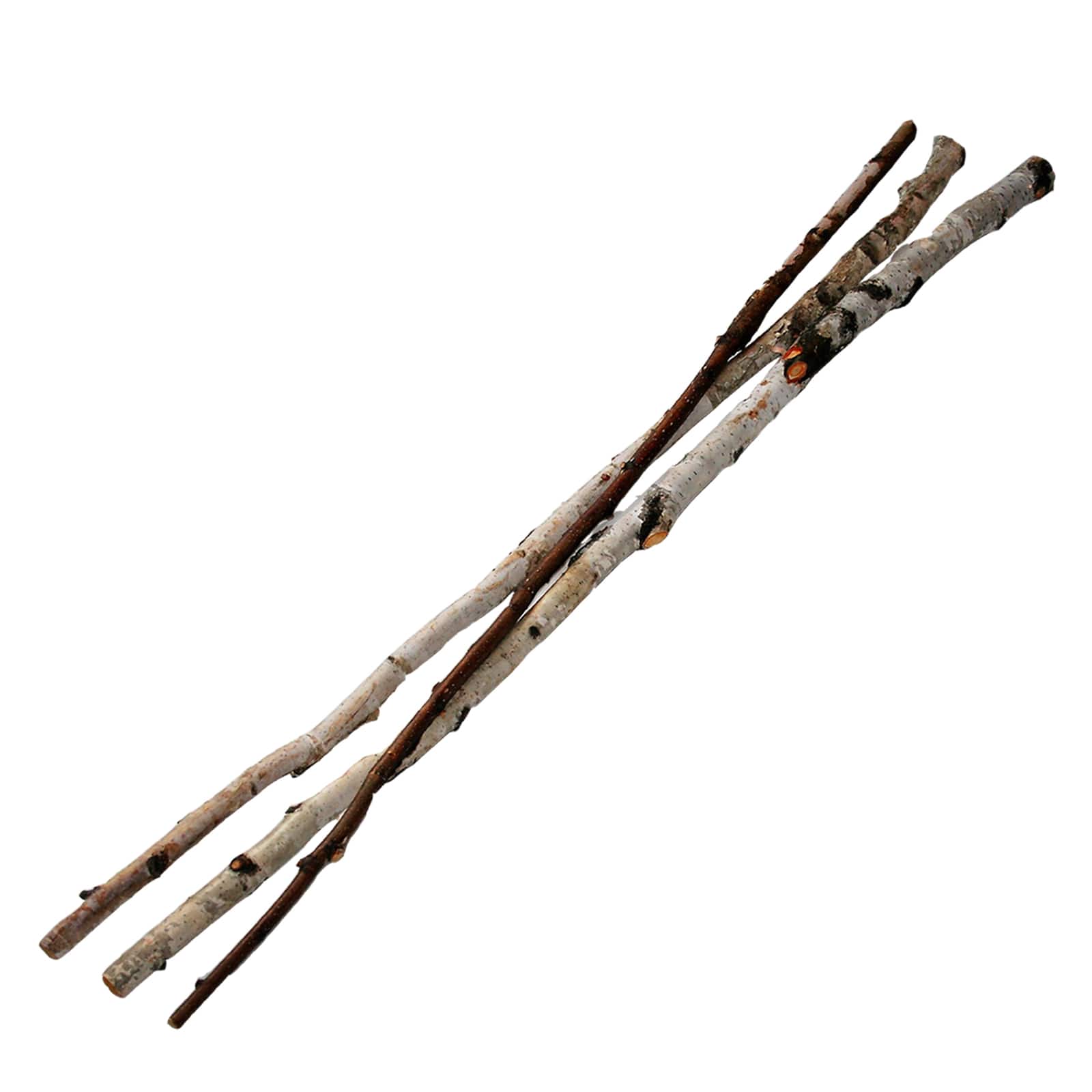 4 Wood Stick, Birch Branches, Birch Logs, Birch Sticks, White
