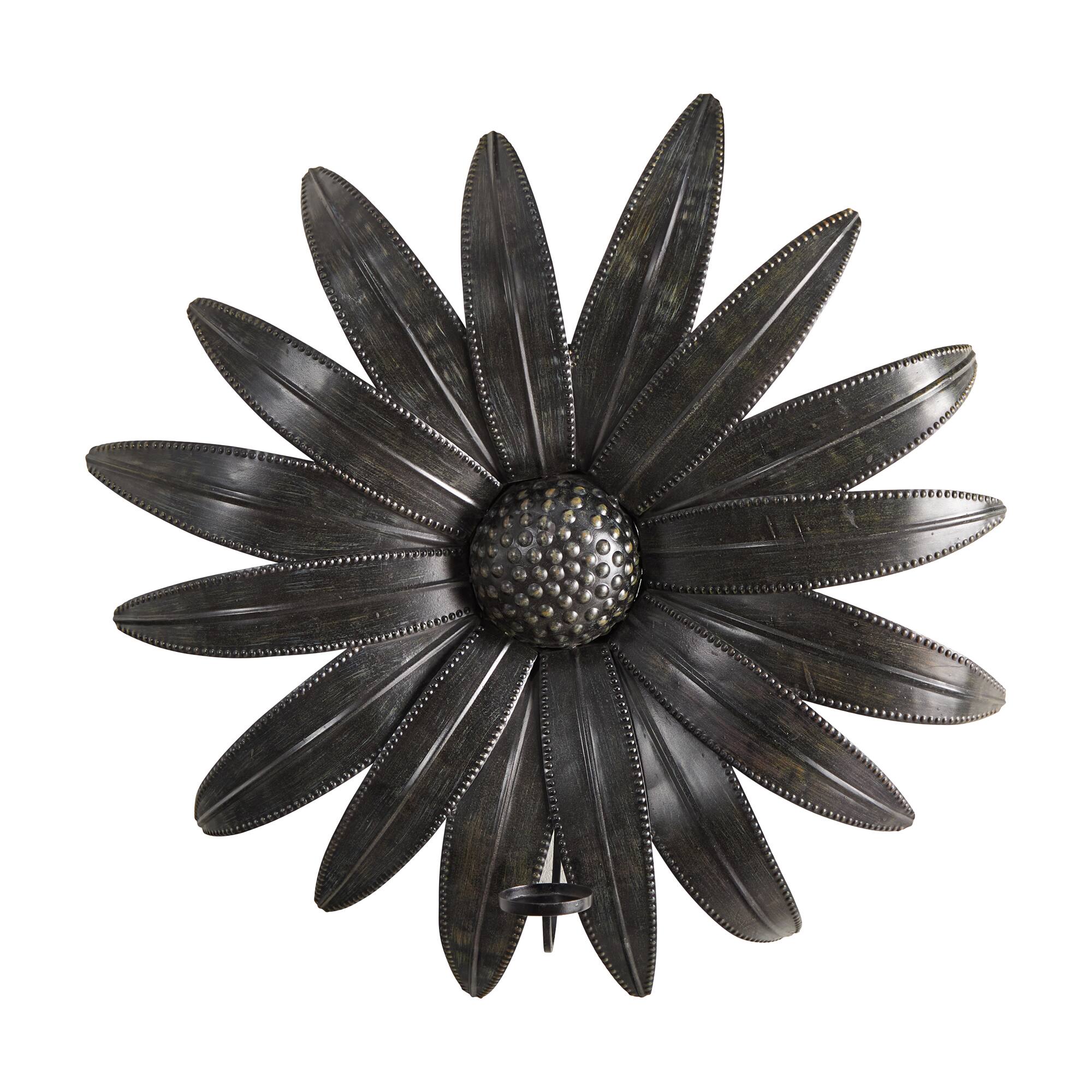 30" x 30" Brushed Metal Daisy Flower Sconce Candle Holder Wall Art Decor