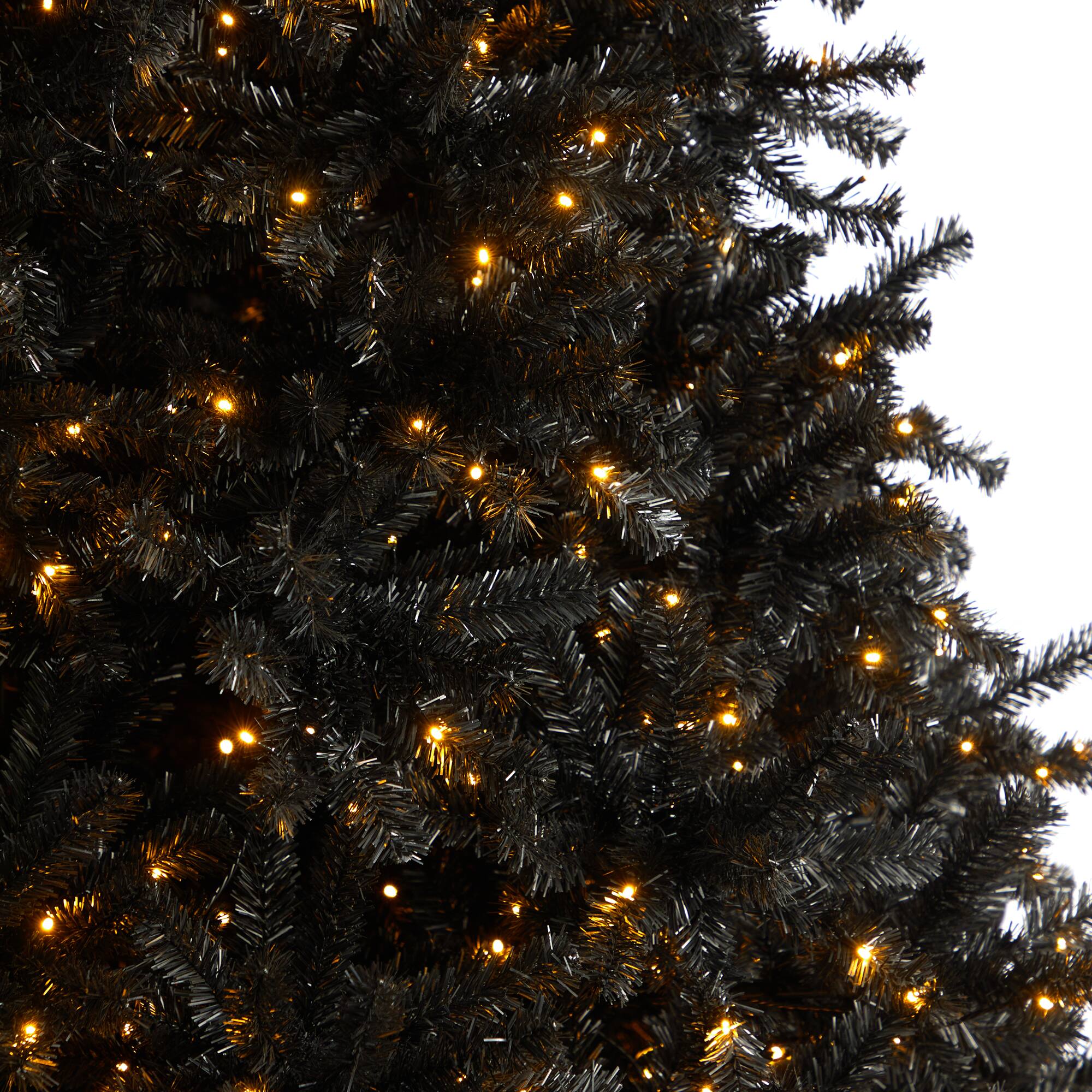 10ft. Pre-Lit Black Artificial Christmas Tree, Clear LED Lights