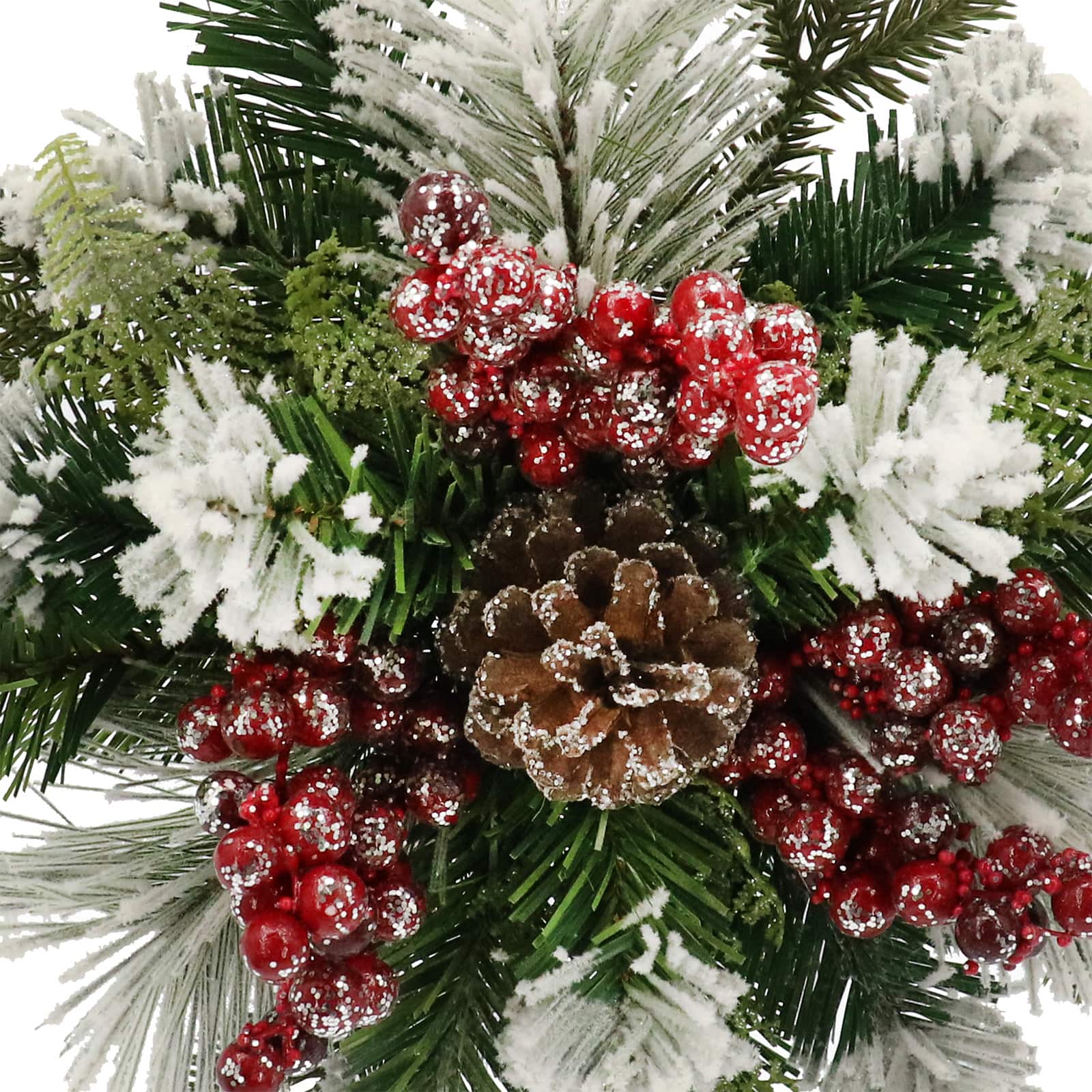 13" Mini Snowy Red Berry & Pine Wreath by Ashland®