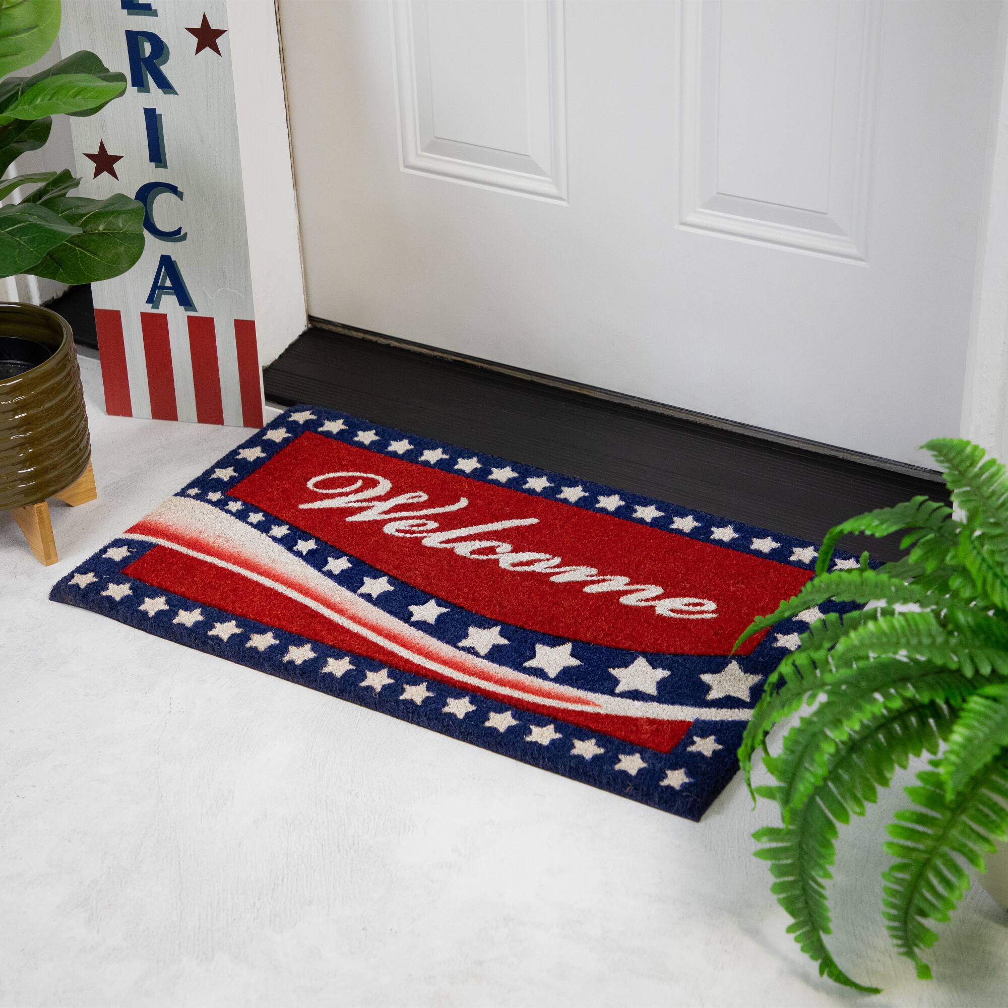 Red Stars & Stripes Patriotic Doormat