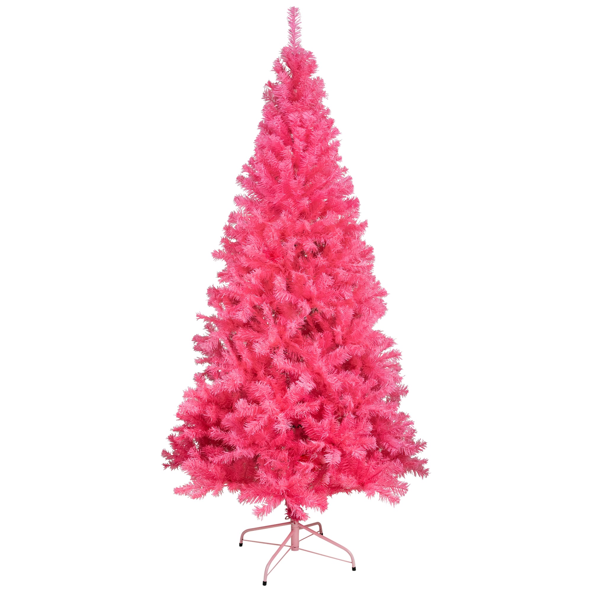 Artificial Tinsel Christmas Tree - 7&#x27; - Pink - Unlit