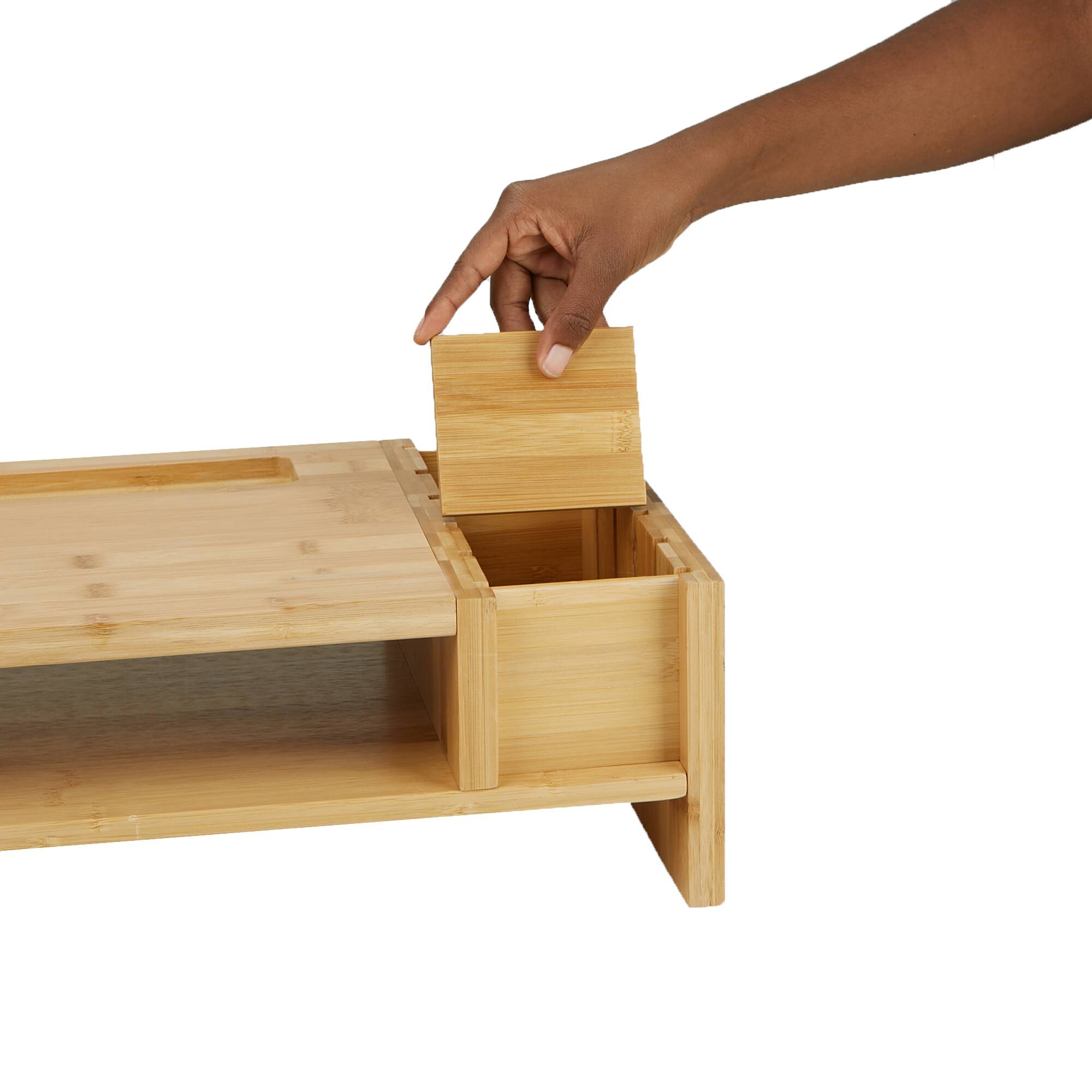 Mind Reader Brown 6 Compartment Monitor Stand Organizer