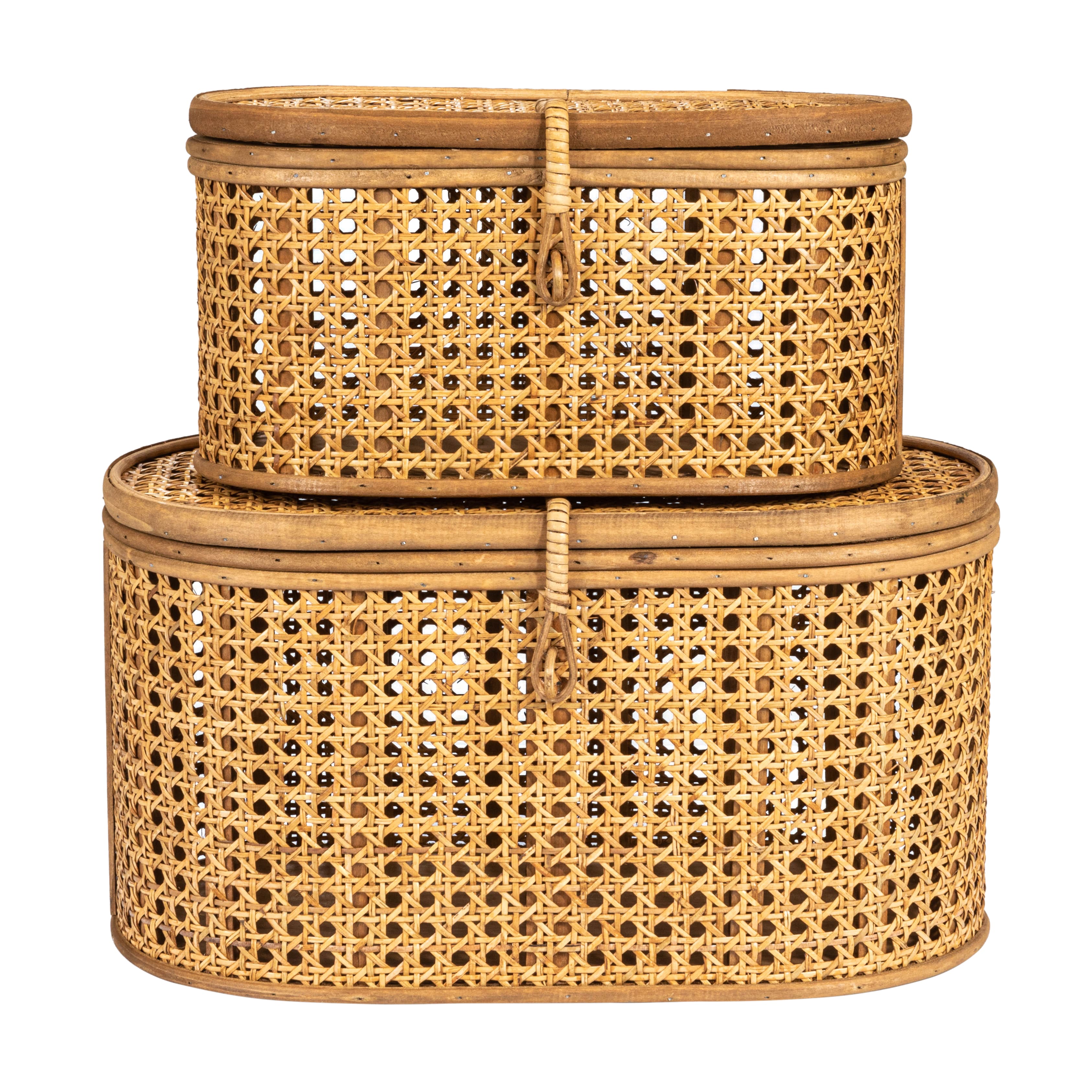 Modern Decorative Oval Woven Rattan Storage Box Set