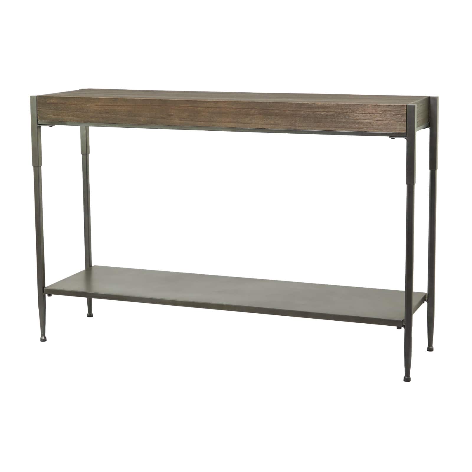 49&#x22; Brown Metal Industrial Console Table
