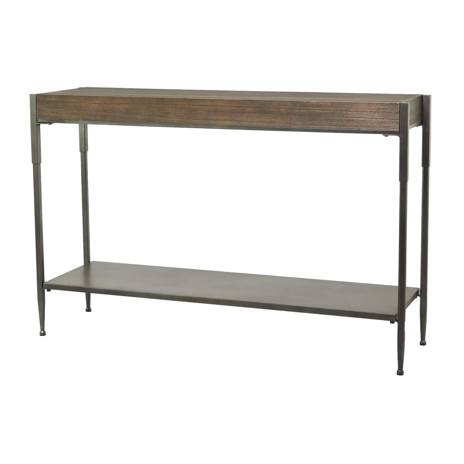 49" Brown Metal Industrial Console Table