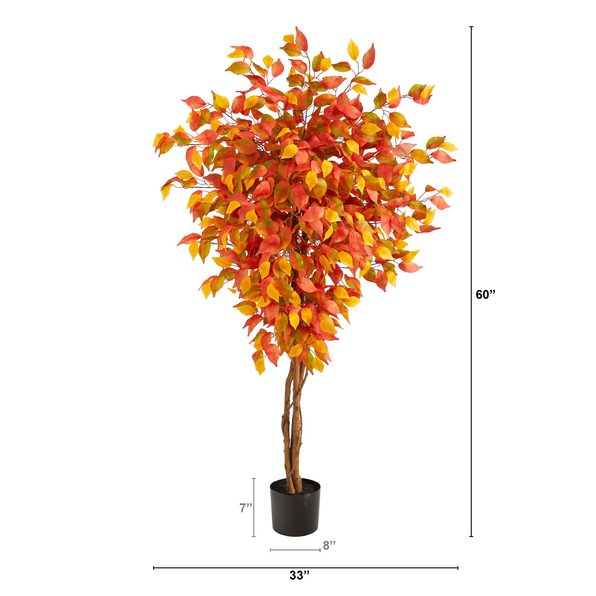 5ft. Orange Autumn Ficus Artificial Fall Tree