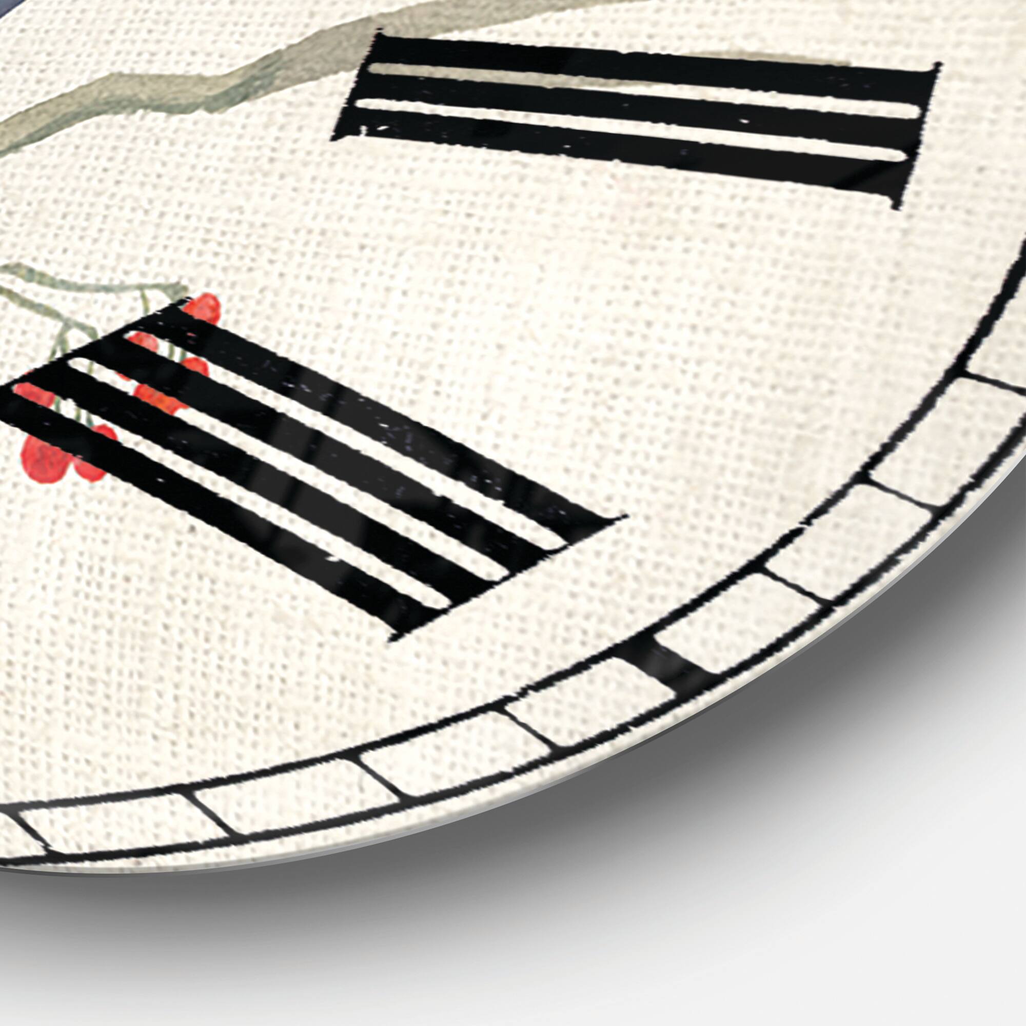 Designart &#x27;Red Farmhouse Bird On Branch Painting Farmhouse Wall Clock
