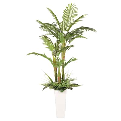 6ft. Artificial Areca Palm Tree in White Decorative Pot | Michaels