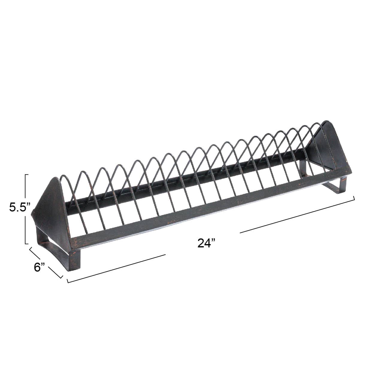 Hello Honey® 24" Distressed Black Rustic Farmhouse Metal Dish Rack