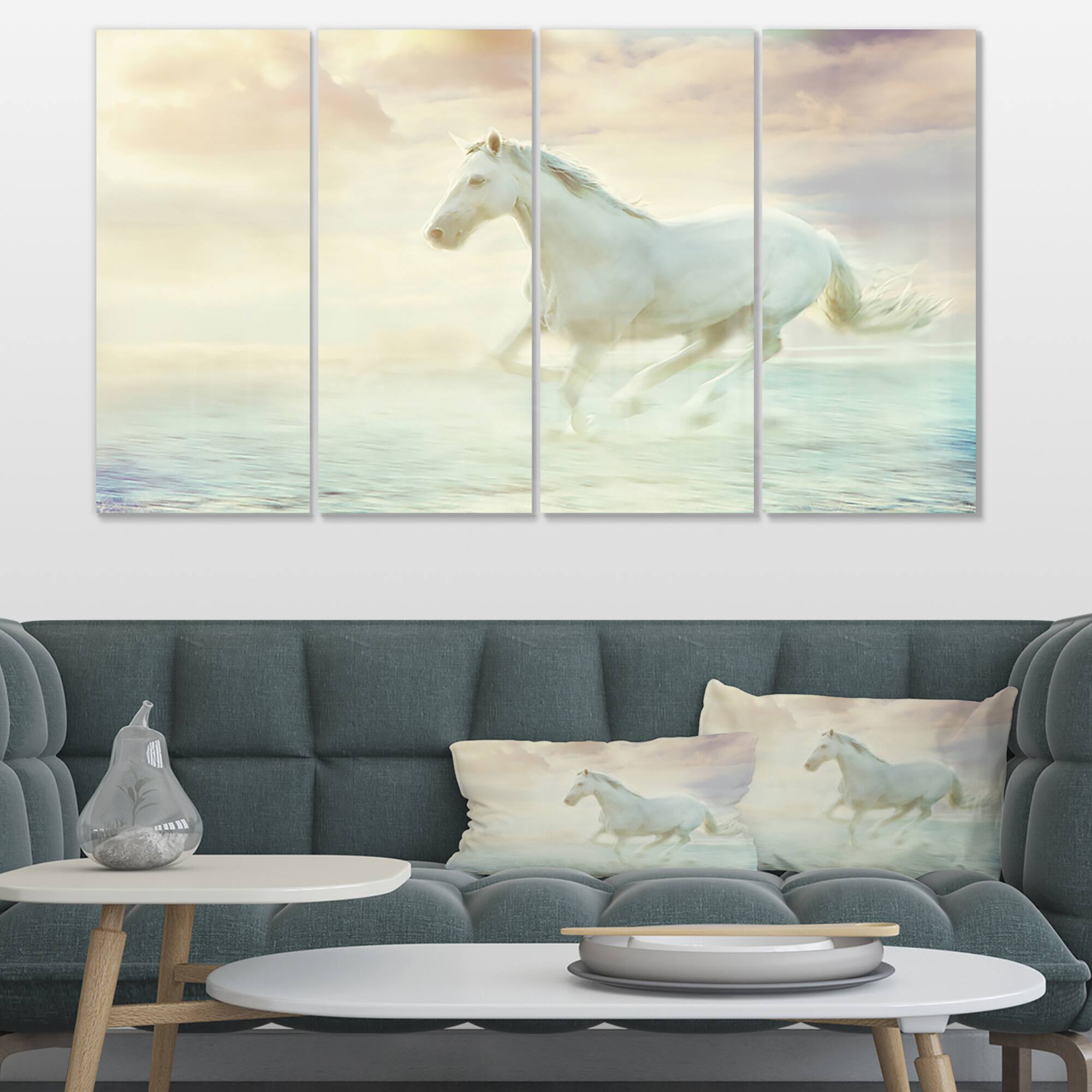 Designart - Fantasy White Horse - Animal Canvas Art Print