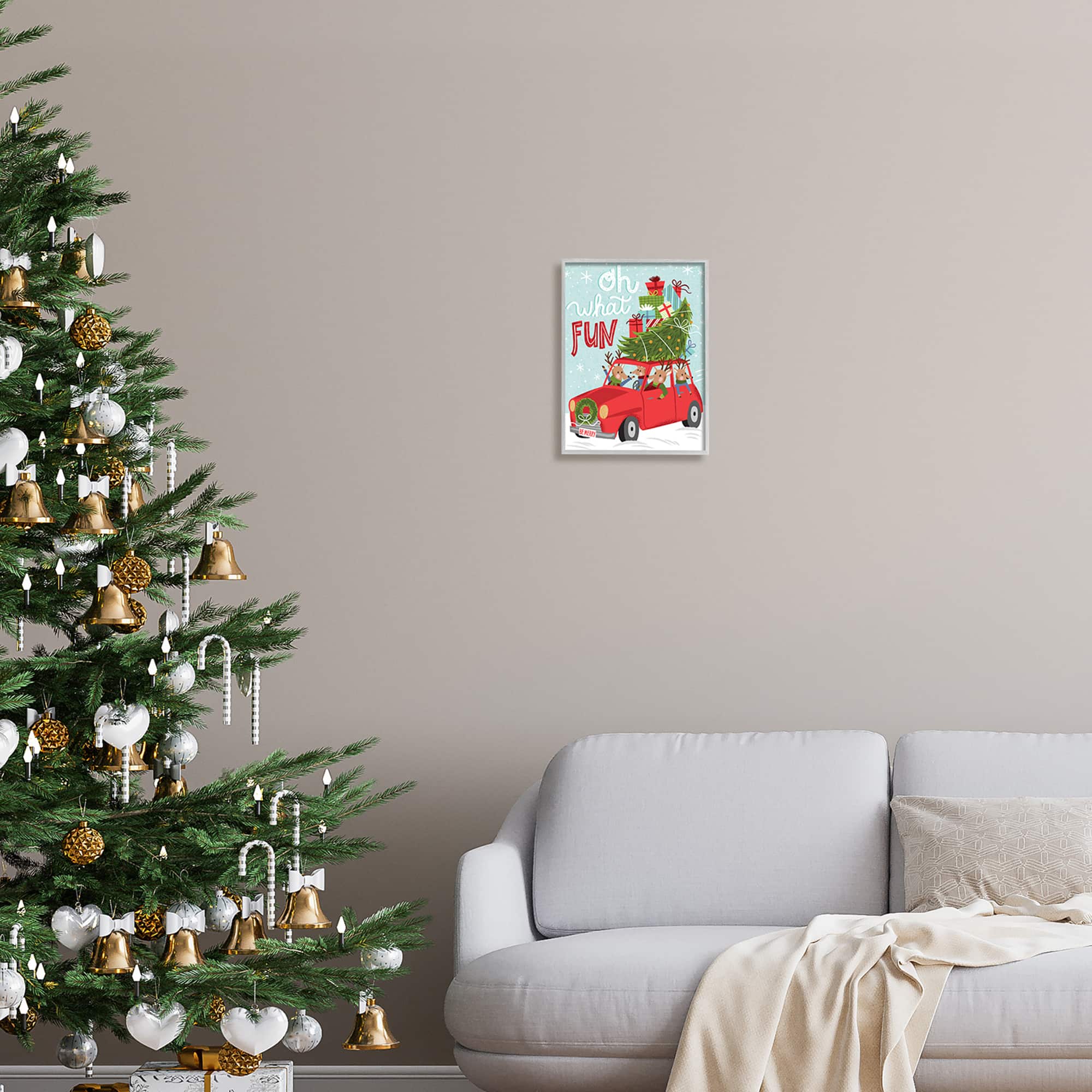 Stupell Industries Oh What Fun Holiday Car Framed Giclee Art