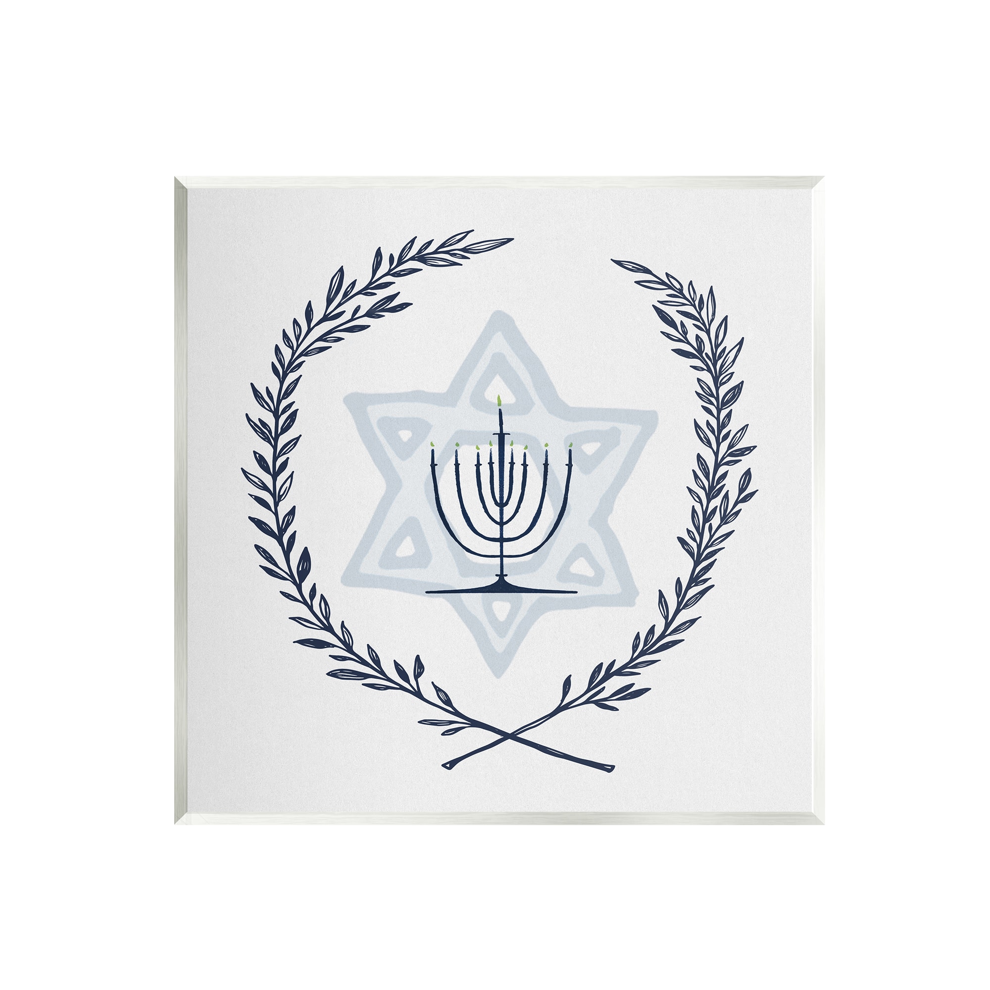 Stupell Industries Hanukkah Menorah Botanical Laurel Wall Plaque Art