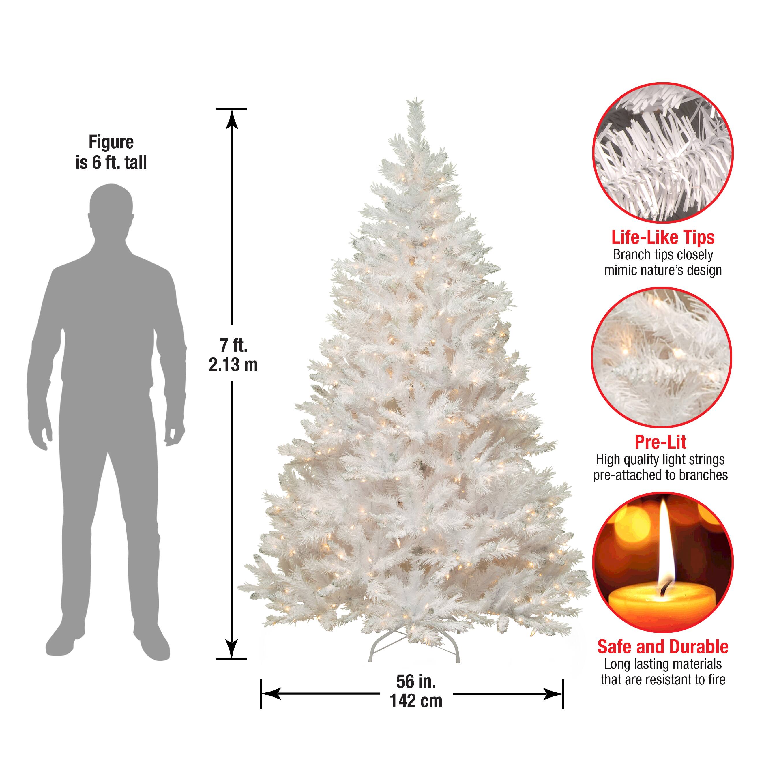 7ft. Pre-Lit Winchester White Pine Artificial Christmas Tree, Clear Lights
