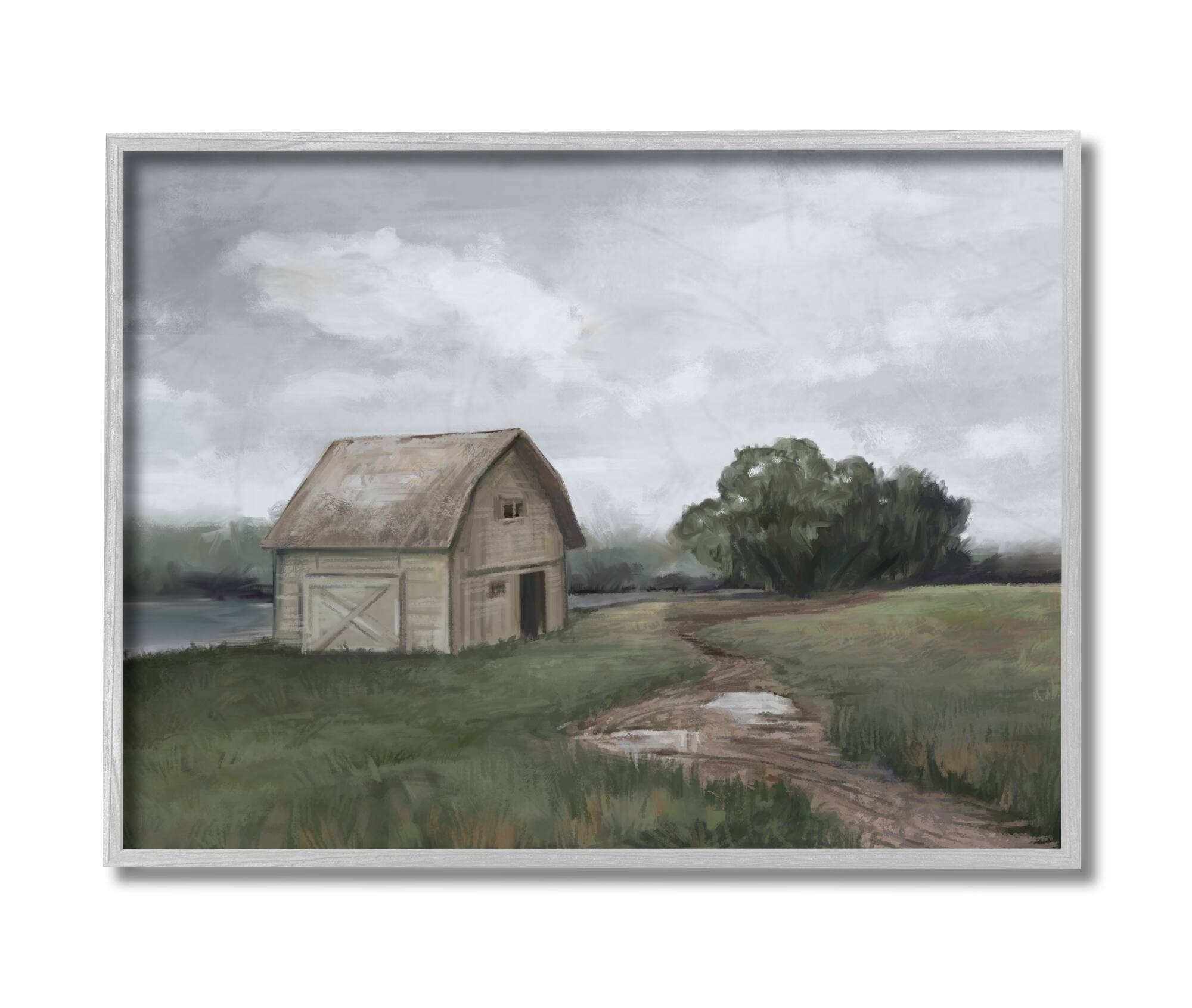 Stupell Industries Cloudy Barn Wall Art in Gray Frame