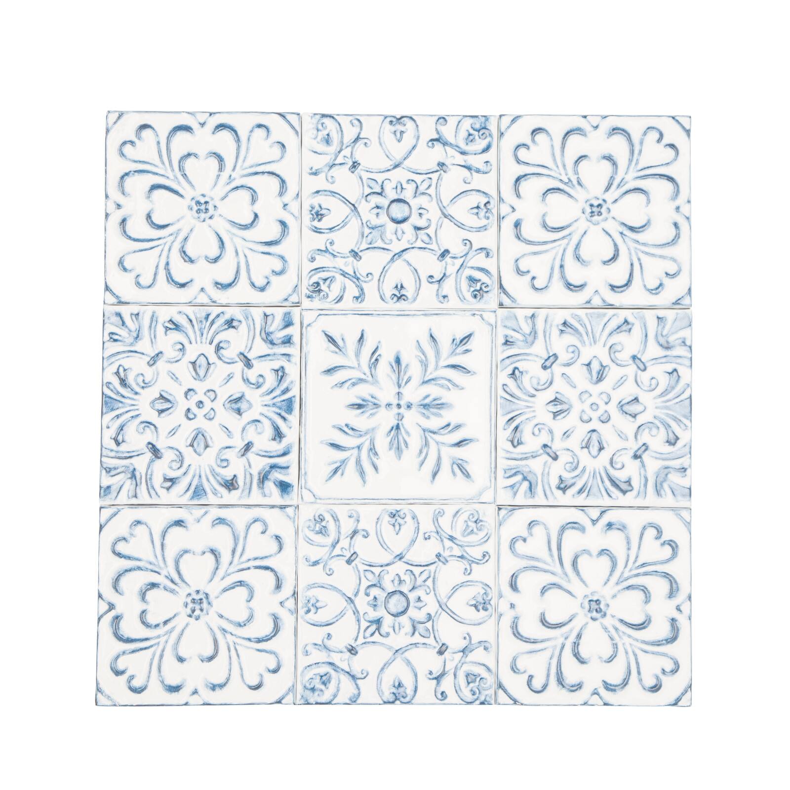 29" White Iron Farmhouse Floral Relief Wall Décor