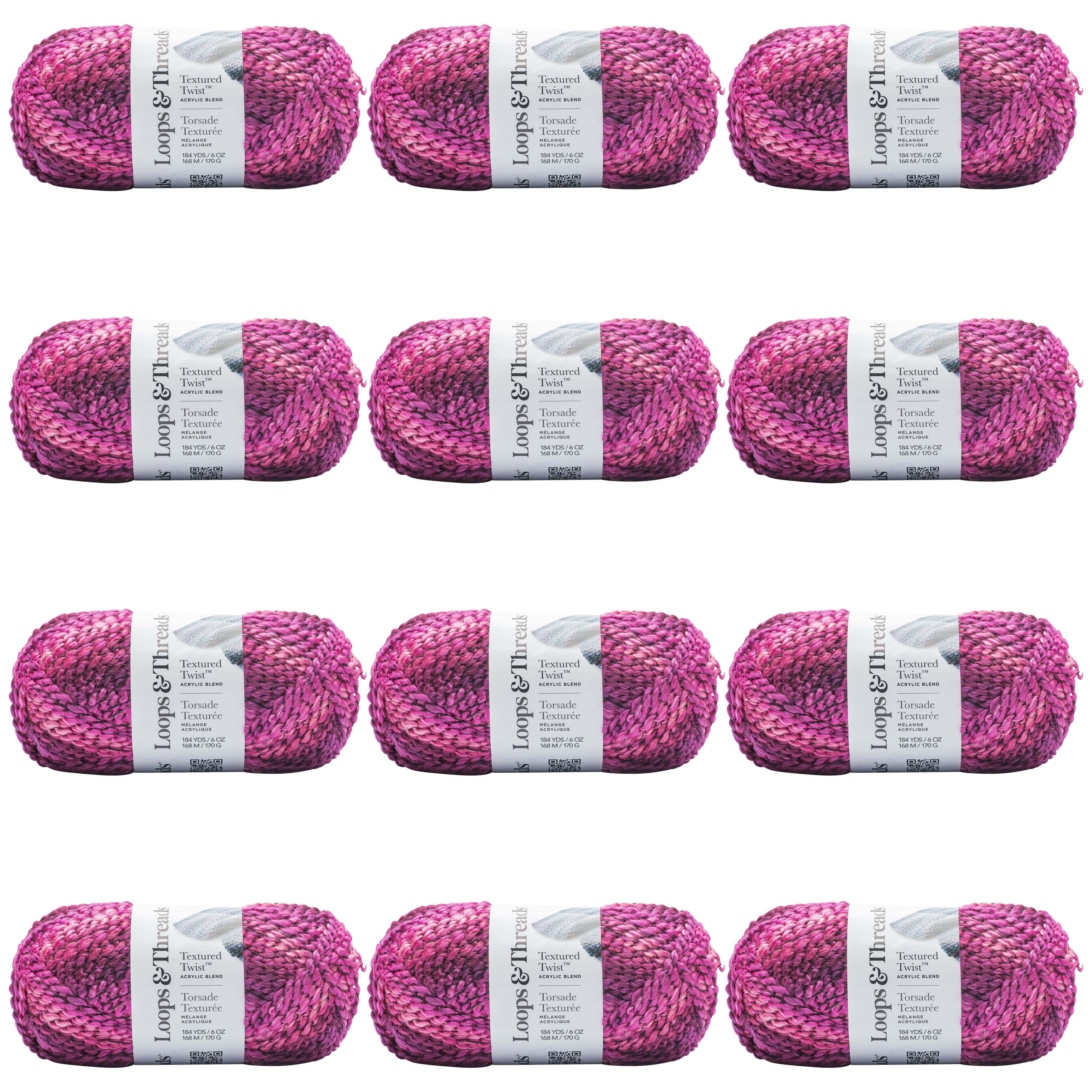 12 Pack: Textured Twist&#x2122; Yarn by Loops &#x26; Threads&#xAE;