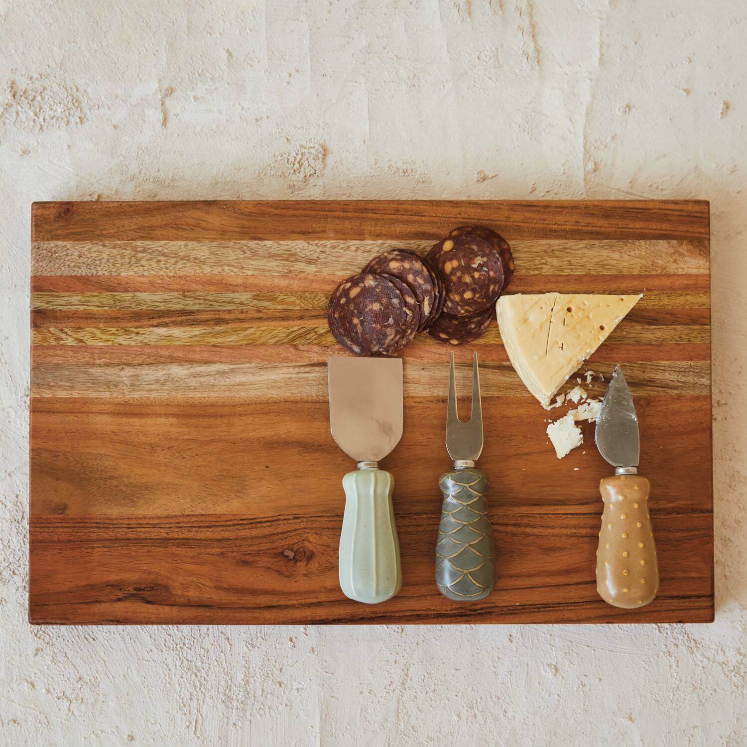 Hello Honey® 5.75" Multicolor Stainless Steel Cheese Knives with Stoneware Handle