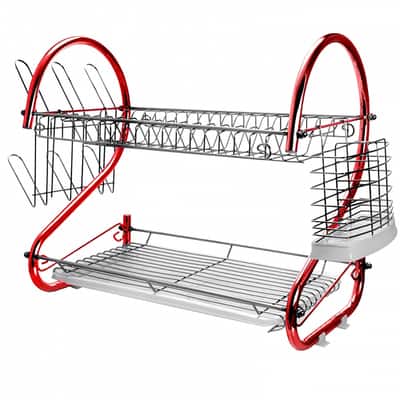 MegaChef 16" Red 2-Shelf Iron Wire Dish Rack | 16" x 12" x 12" | Michaels