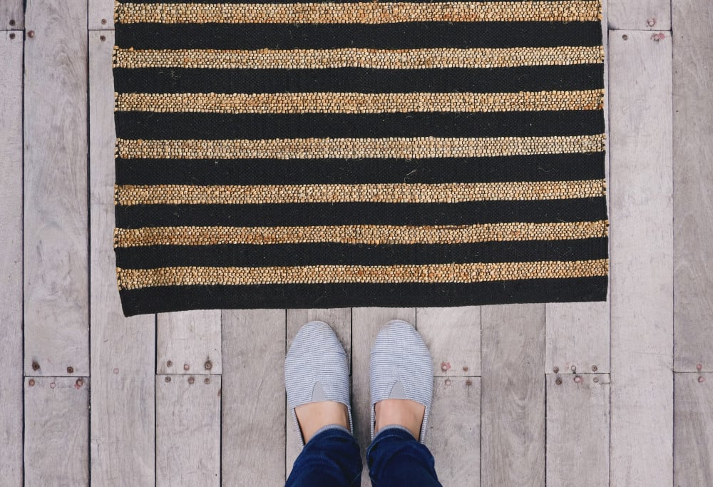 Black and Natural Jute Cotton Area Rug