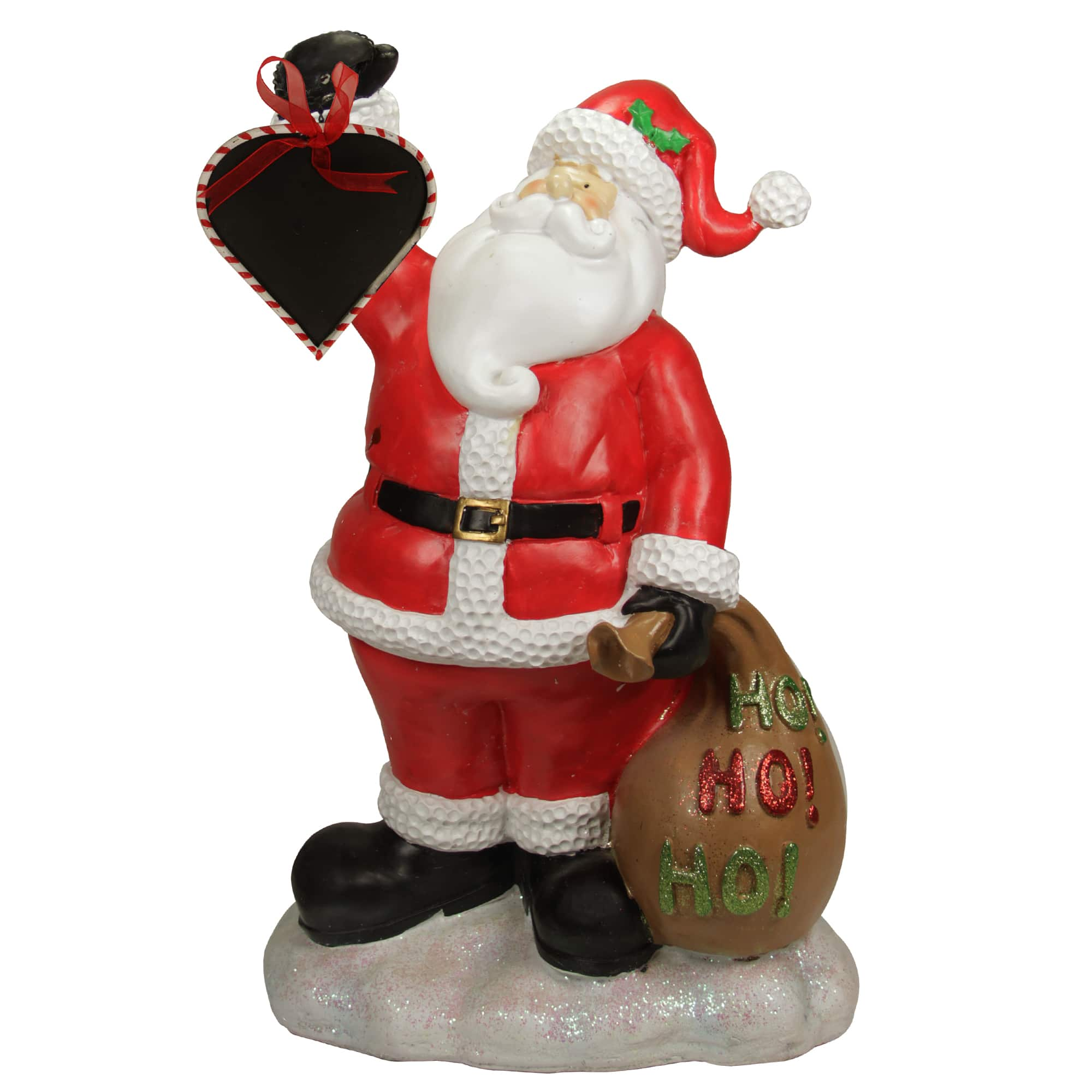 19&#x22; Red Santa Holding Toy Sack &#x26; Blackboard Christmas Statue