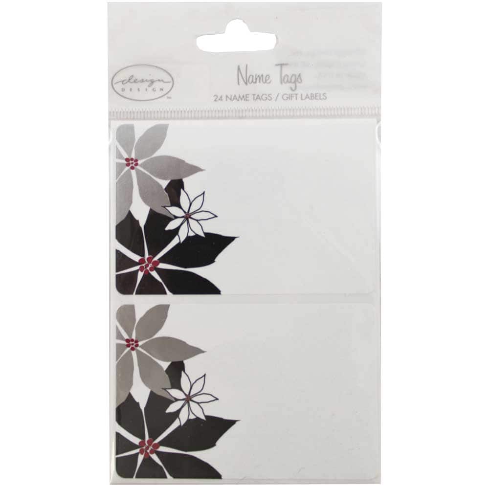 JAM Paper Flowers Color Border Name Tag Gift Label Stickers, 24ct.