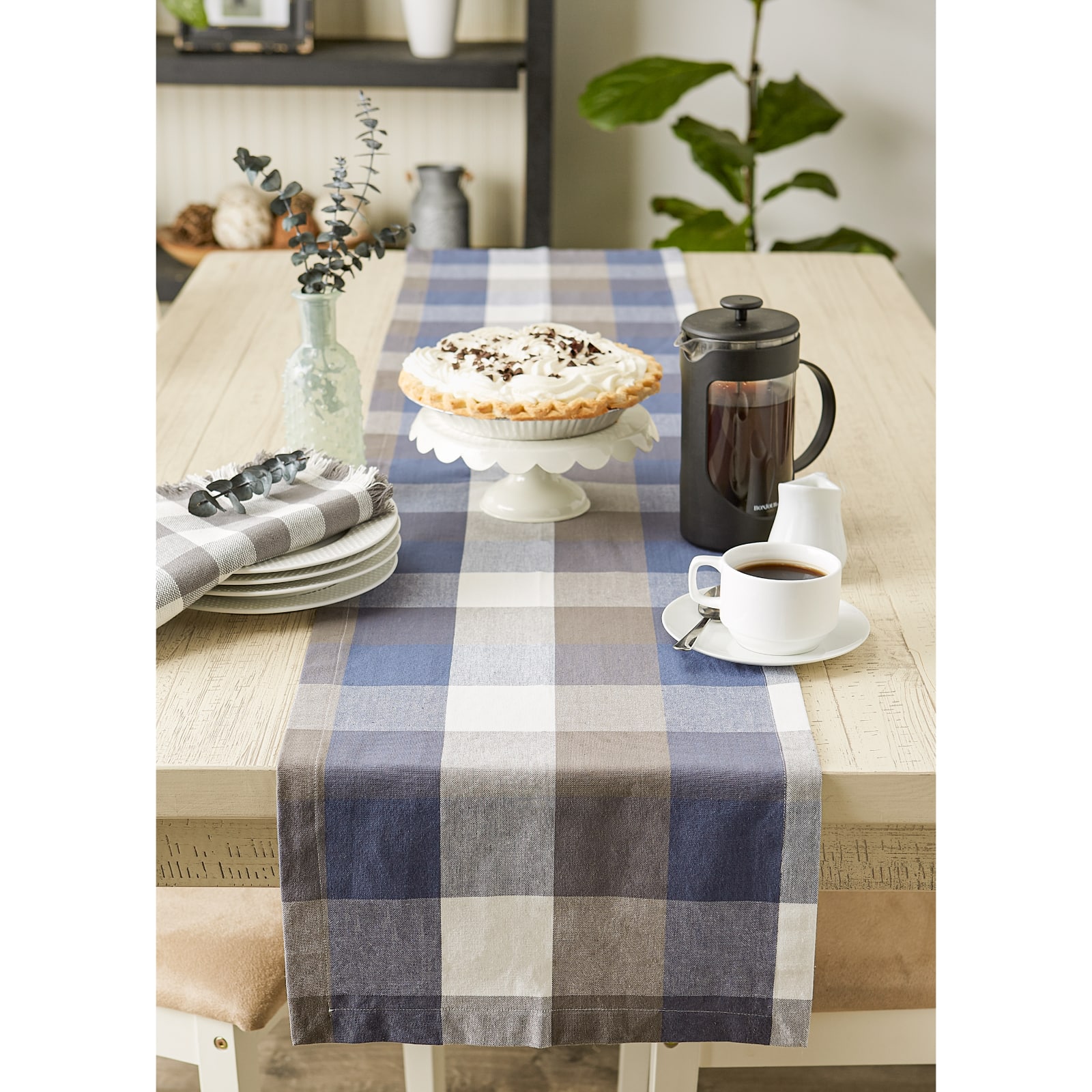 DII&#xAE; 108&#x22; Tri-Color Check Table Runner