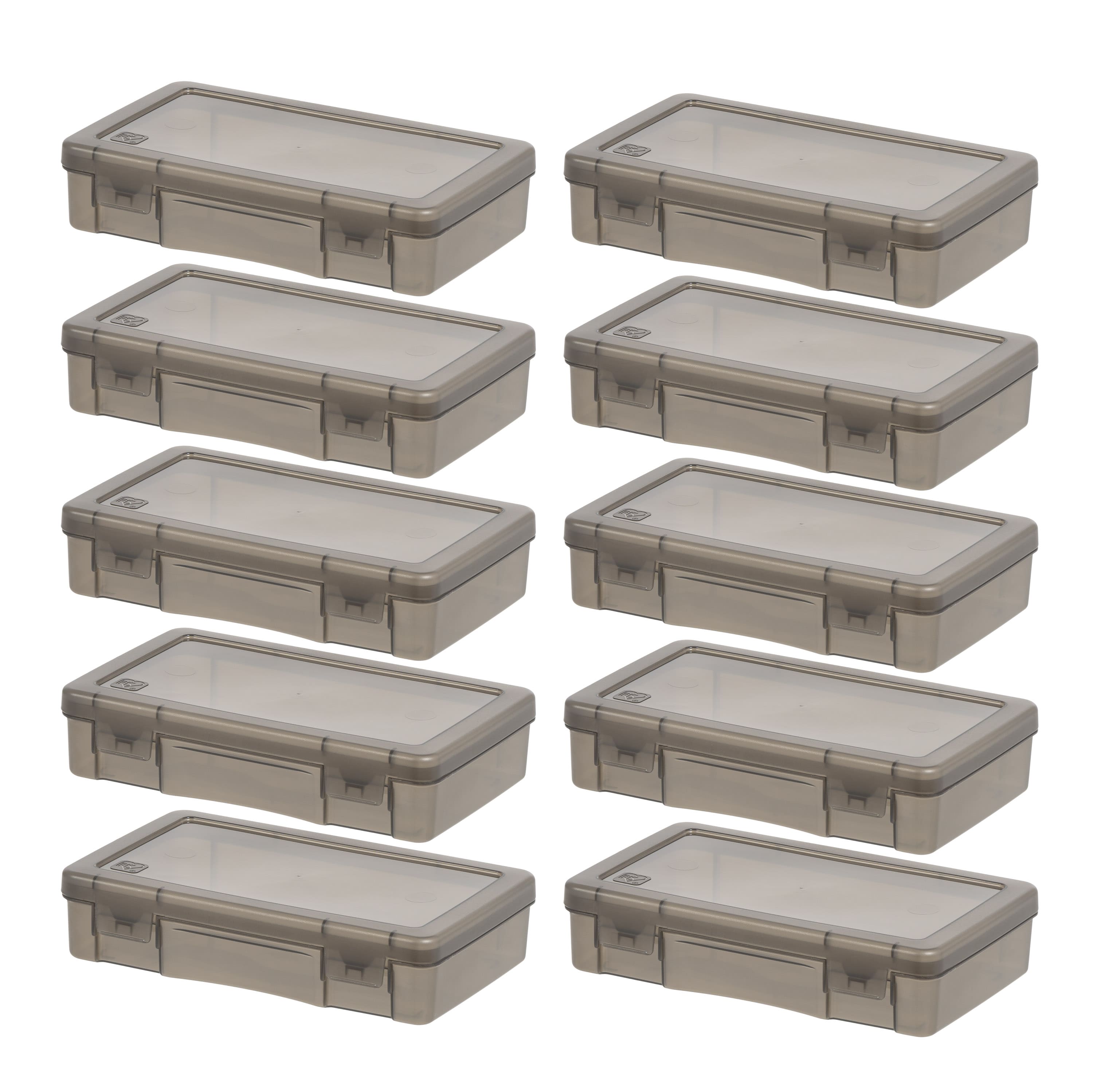 IRIS&#xAE; Small Translucent Gray Snap-Tight Lid Supply Organizers, 10ct.