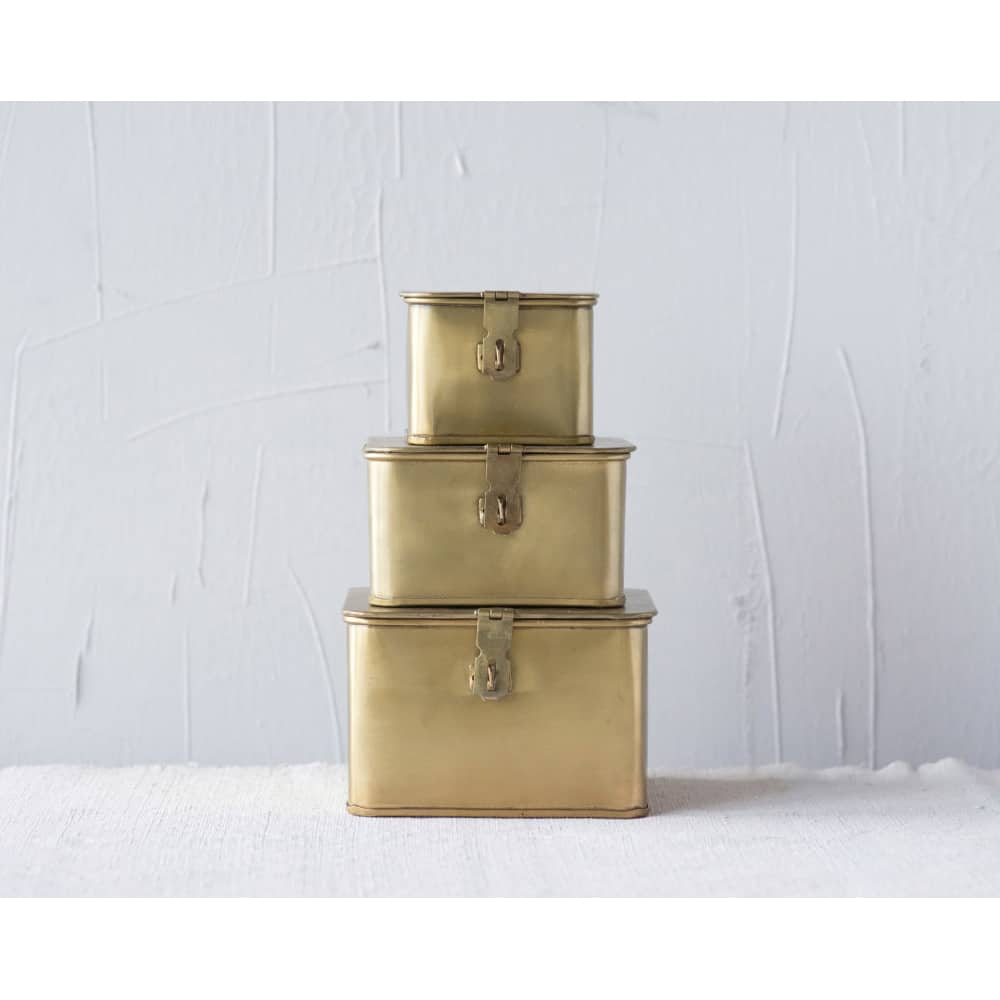 Gold Square Decorative Metal Box Set