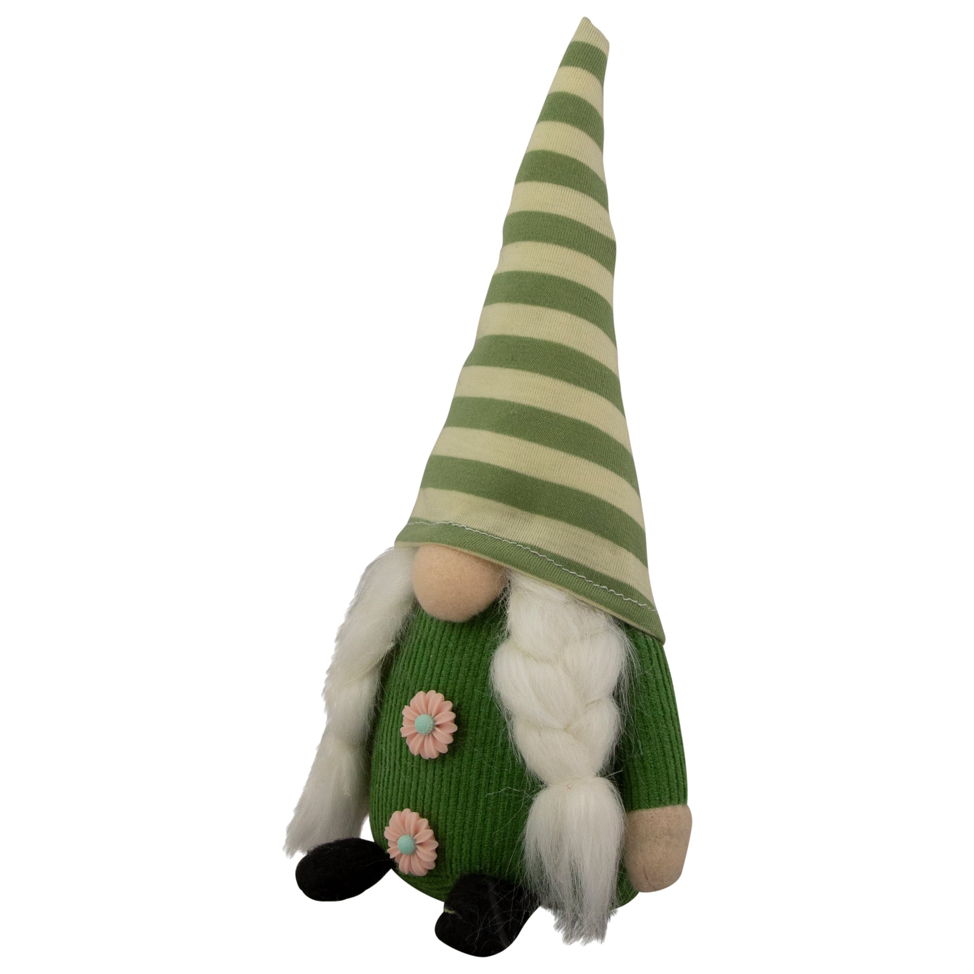 9.25&#x22; Green Striped Hat Girl Springtime Gnome