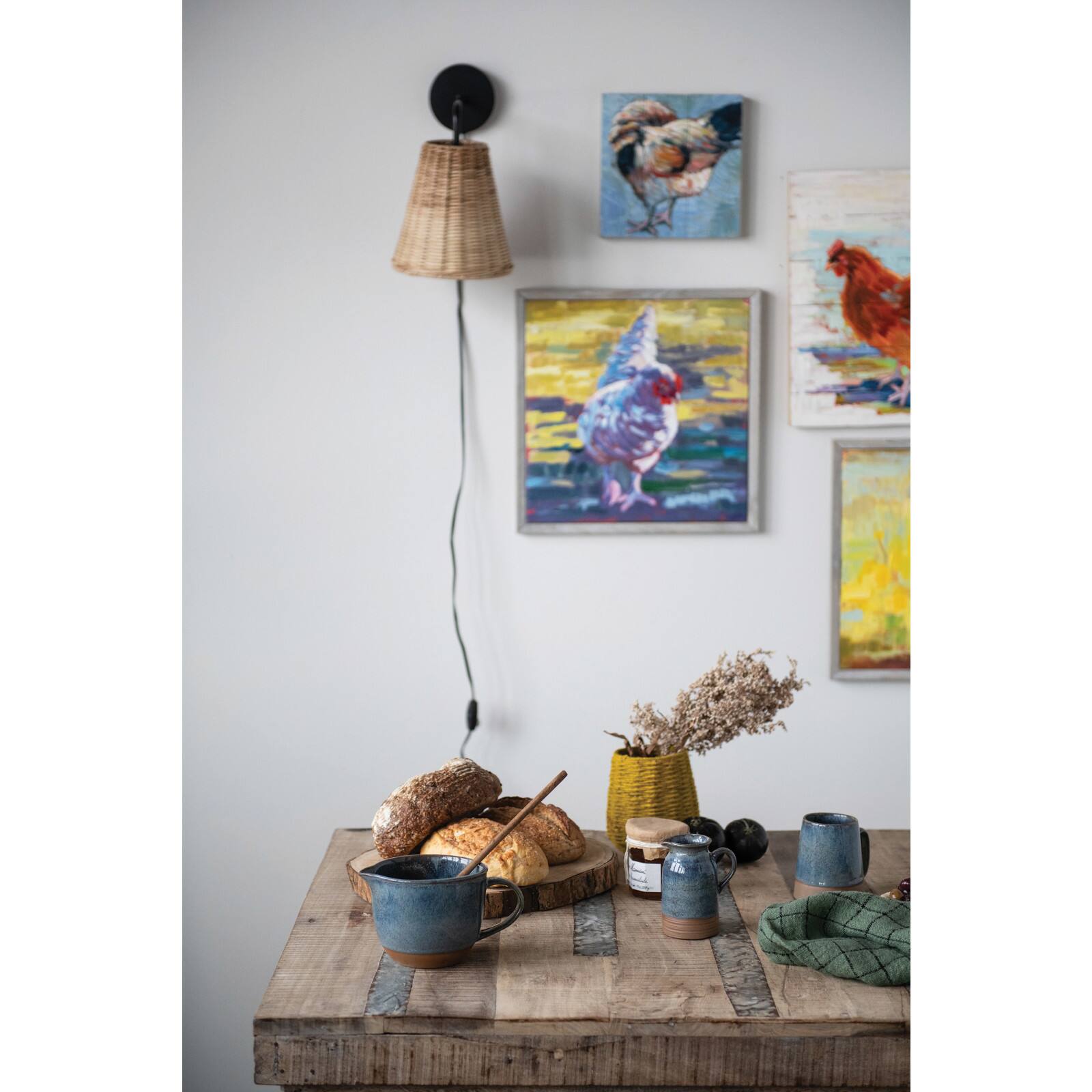 Hello Honey® 5.5" Mustard Hand-Woven Jute & Glass Votive Candle Holder