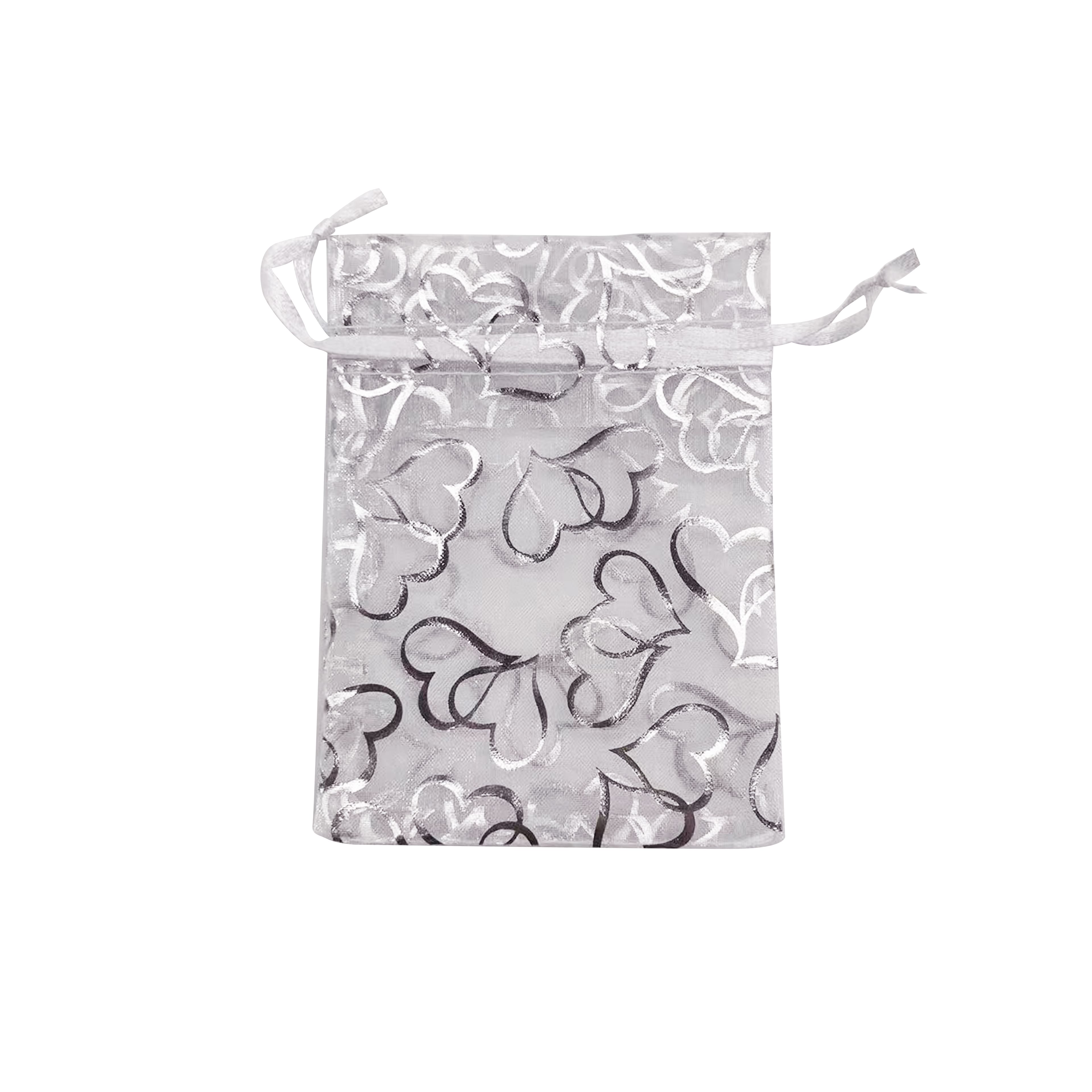 12 Packs: 12 ct. (144 total) Silver Double Heart Organza Favor Bags by Celebrate It&#x2122; Occasions&#x2122;