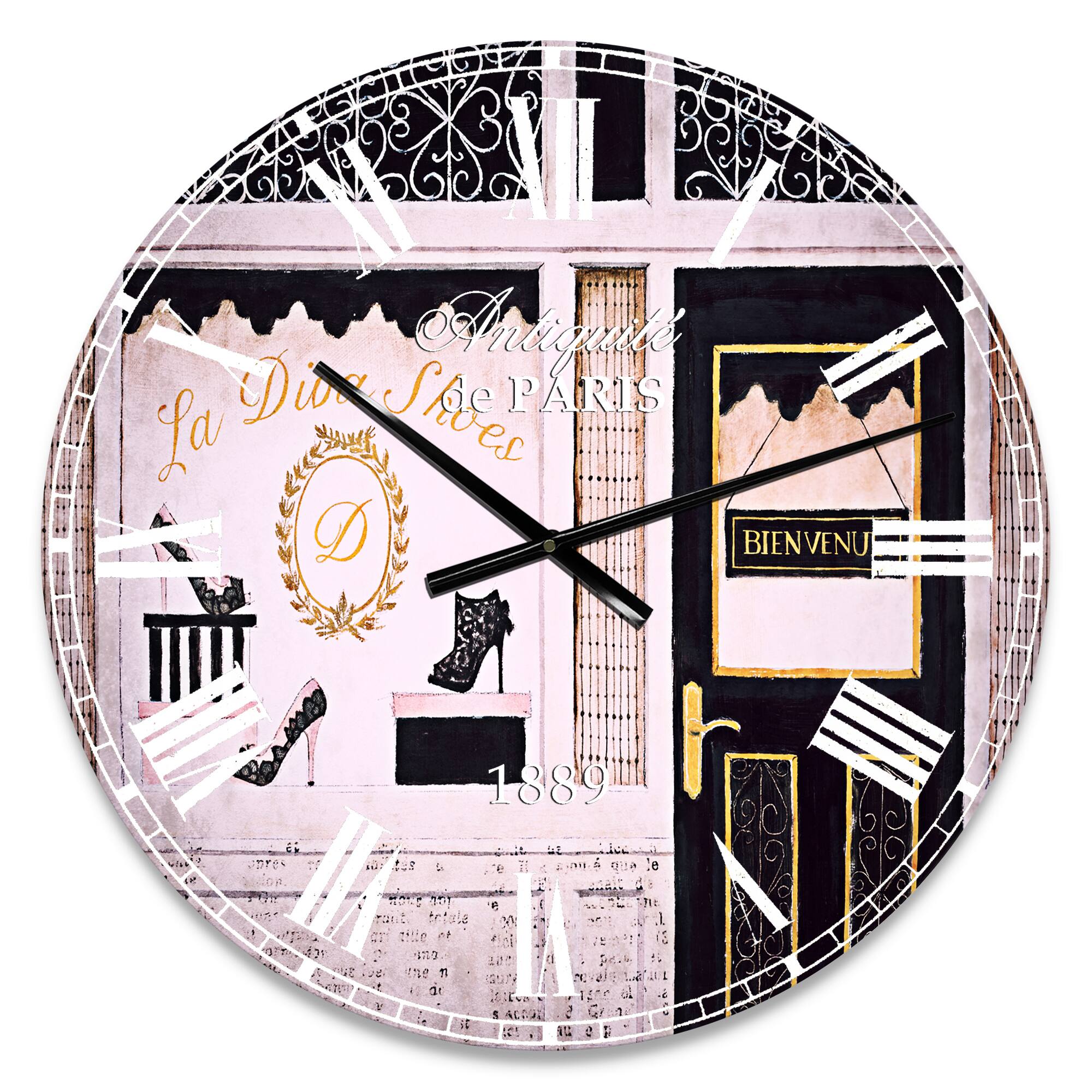 Designart 'Paris Diva Shoes Painting Traditional Wall Clock