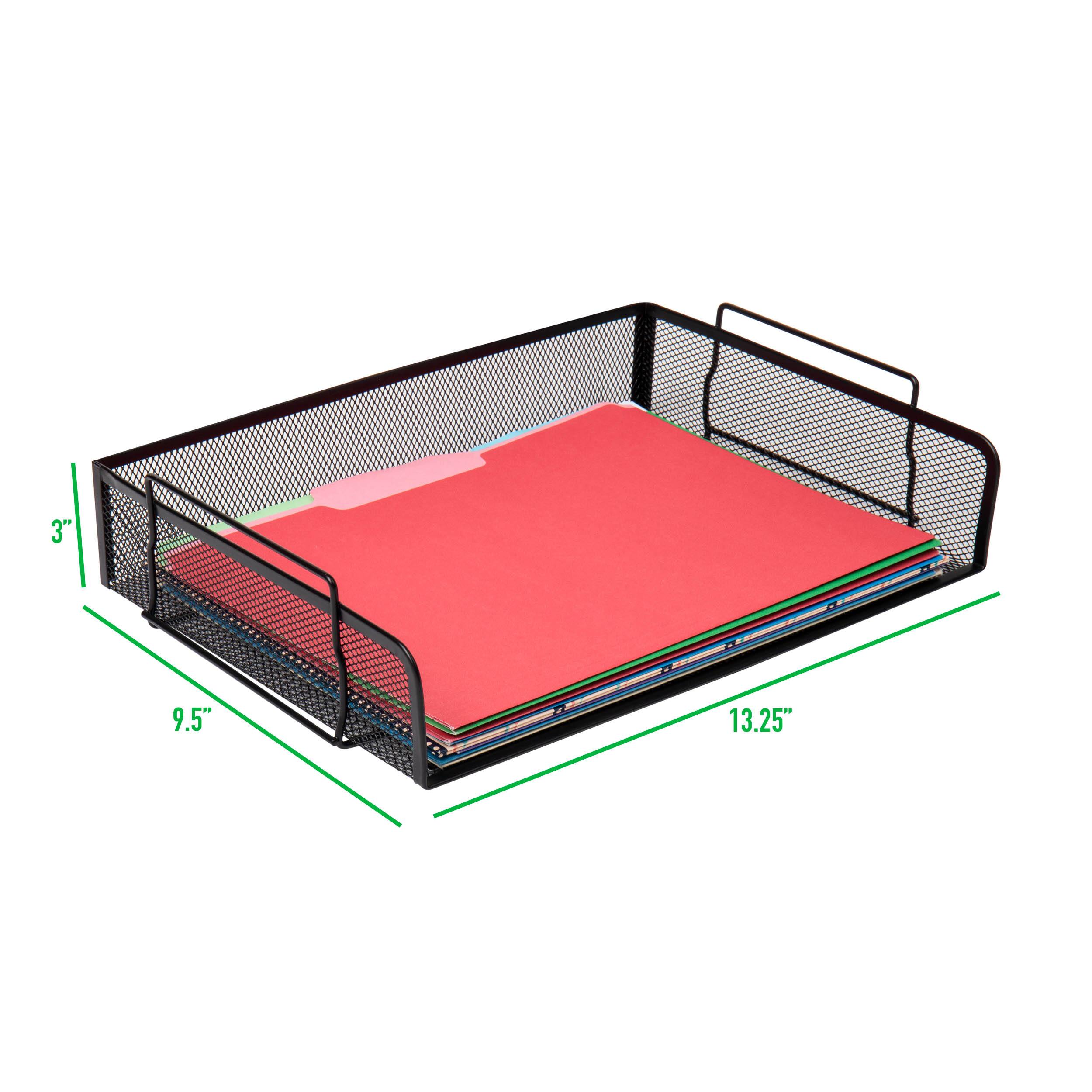Mind Reader 4 Pack Black Stackable Metal Mesh Tray and Desk Document Organizer