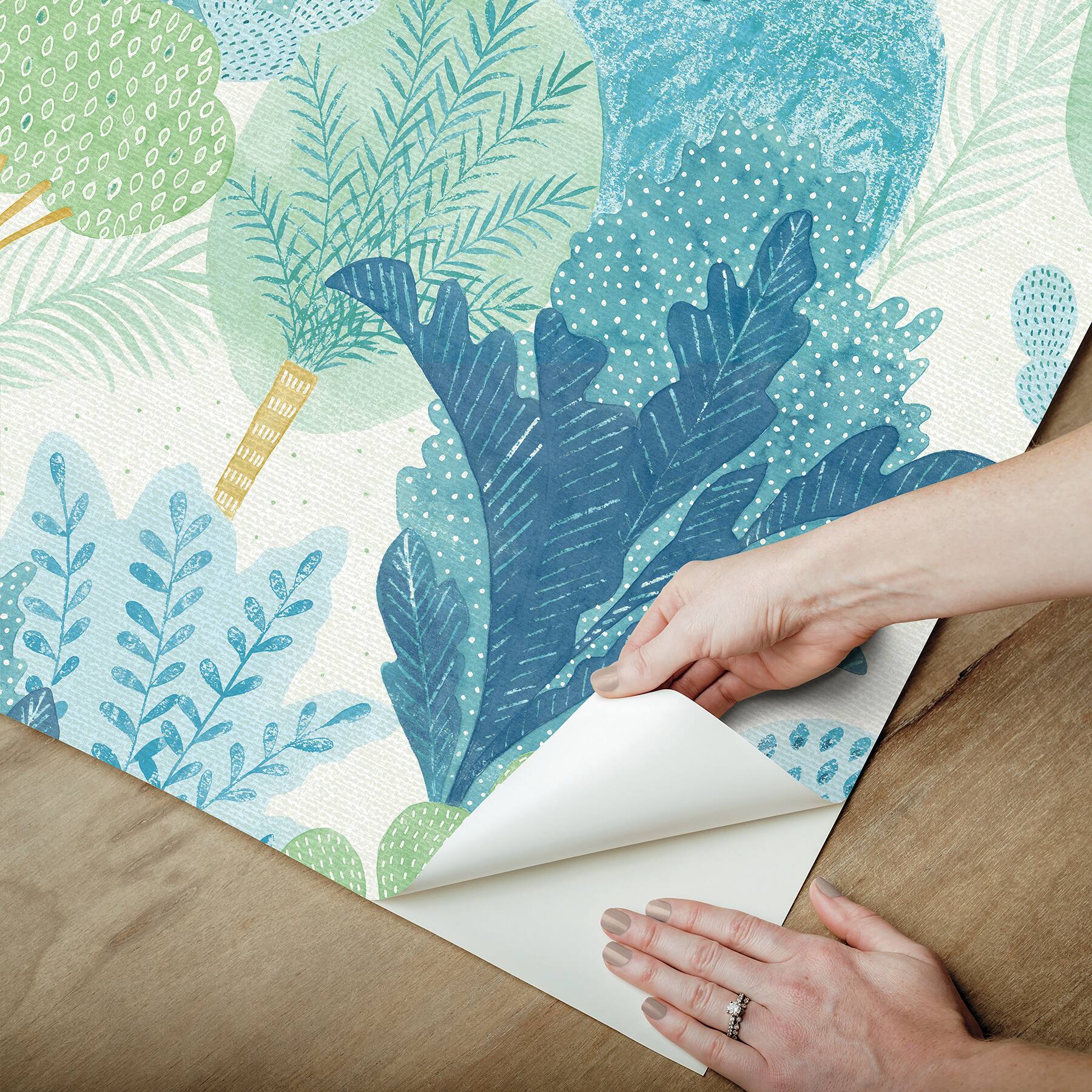 NuWallpaper Keilani Teal Peel &#x26; Stick Wallpaper