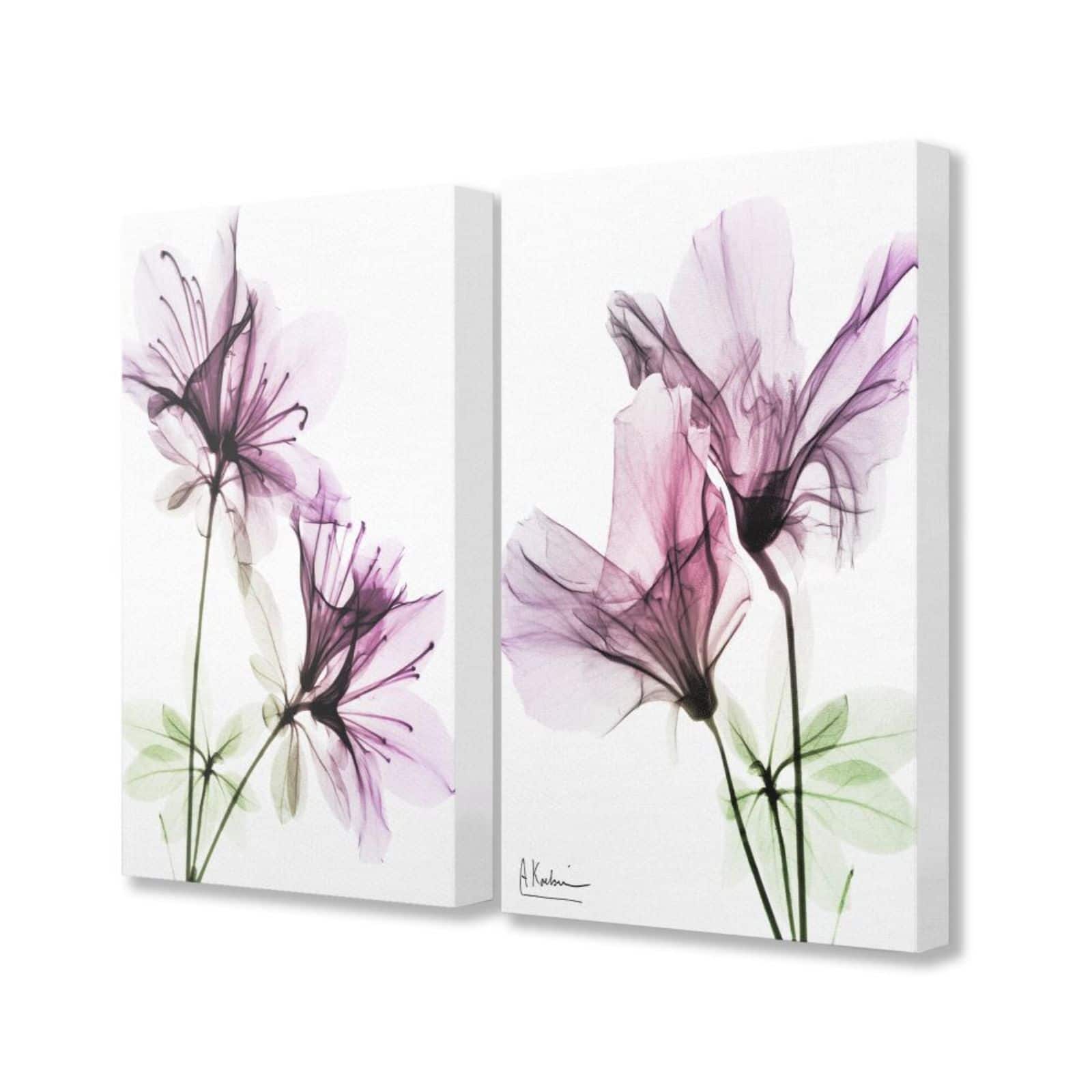 Stupell Industries Purple Flower Bloom Canvas Wall Art Set