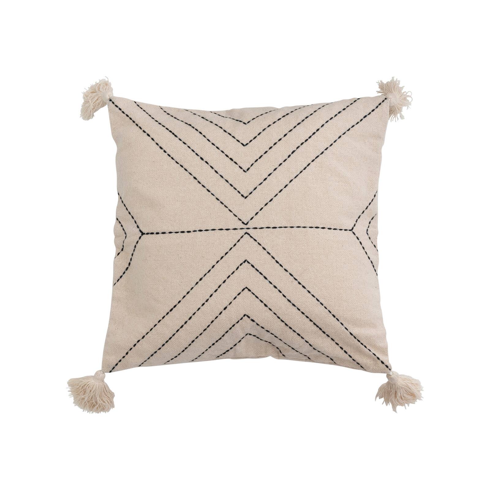Hello Honey® Cotton Blend Embroidered Pillow with Tassels