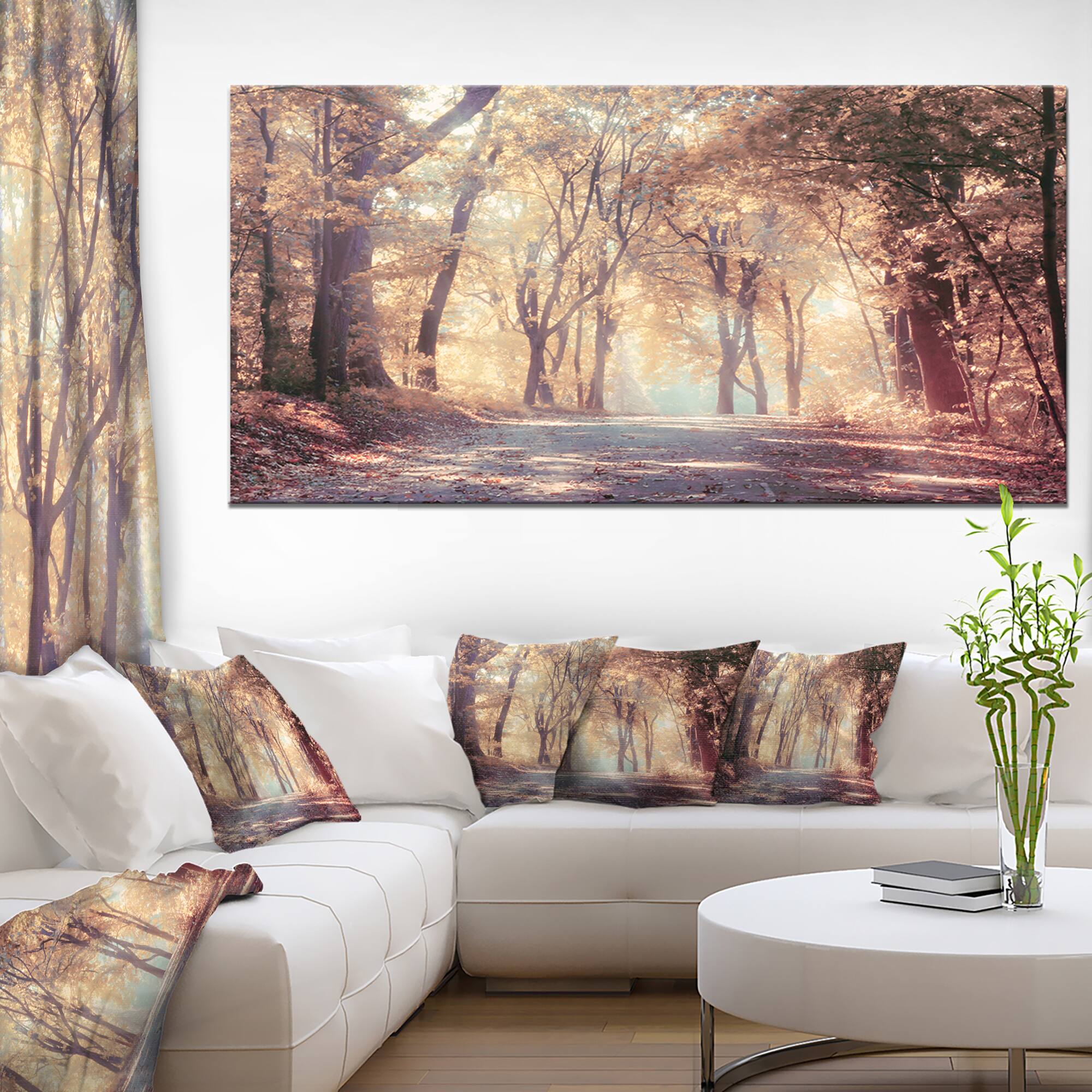 Designart - Golden Autumn Beautiful Forest - Landscape Canvas Art Print