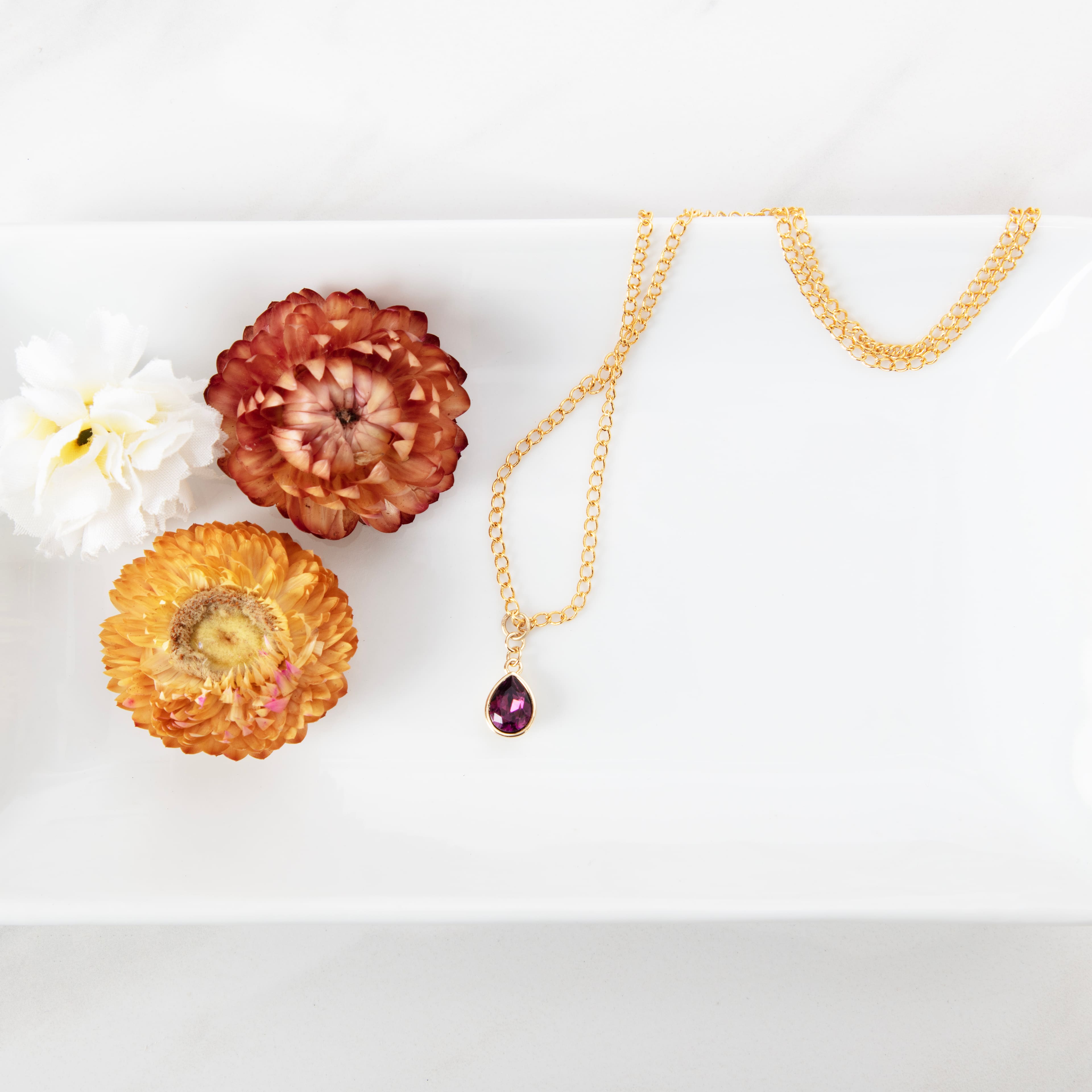 12 Pack: 14K Gold Plated Amethyst Austrian Crystal Pear Cut Charm by Bead Landing™